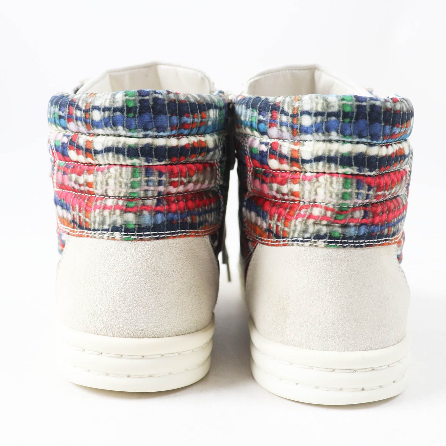 Chanel G29918 F Pearl COCO Mark Check Pattern Print Suede leather High cut sneakers