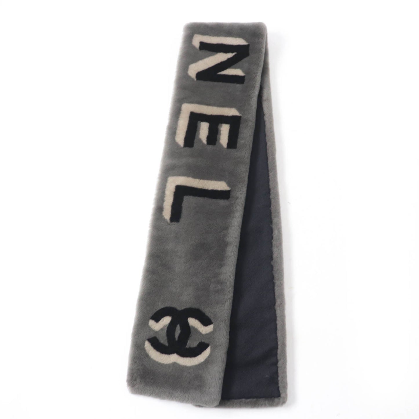 Chanel COCO Mark Logo Design Mouton Cashmere Shawl