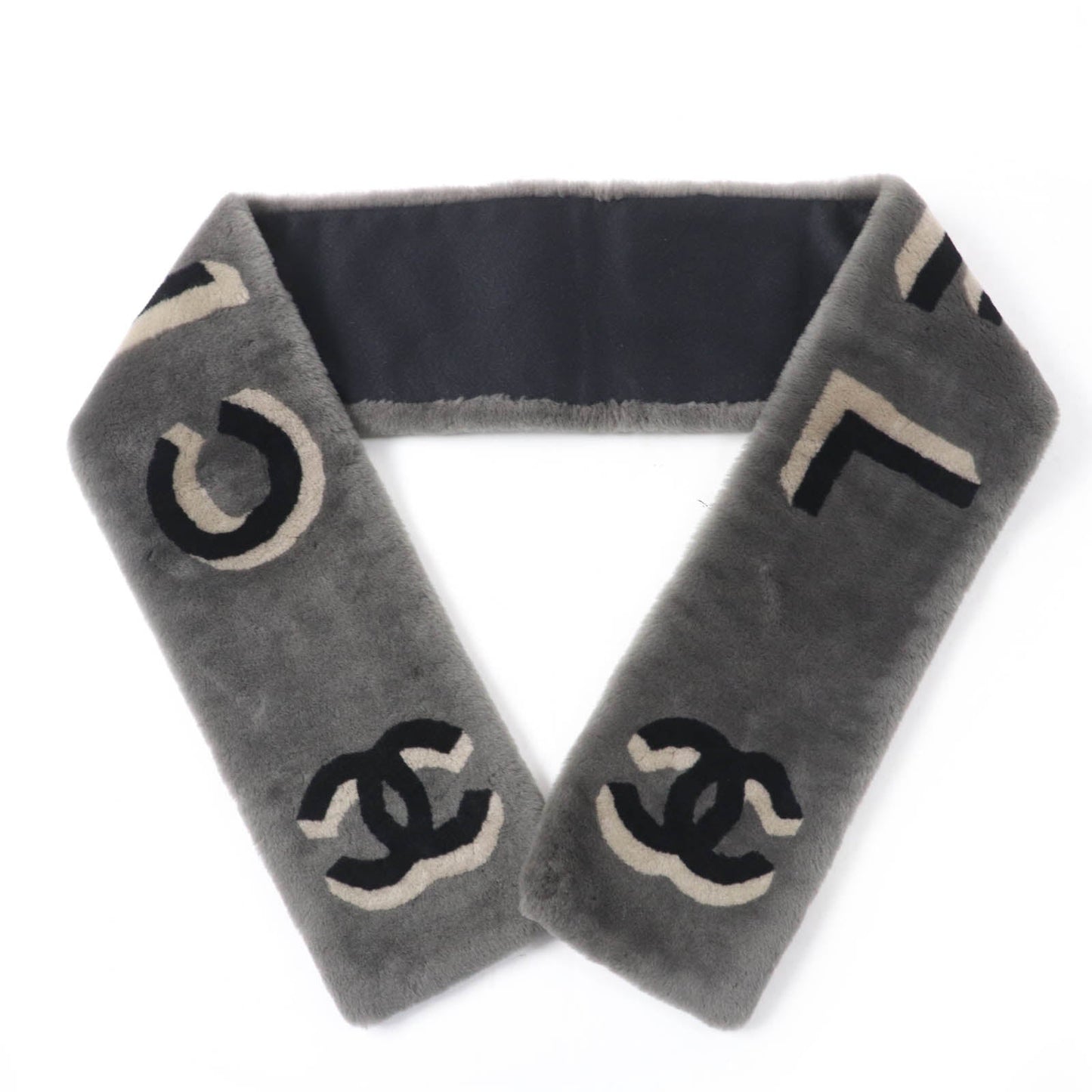 Chanel COCO Mark Logo Design Mouton Cashmere Shawl