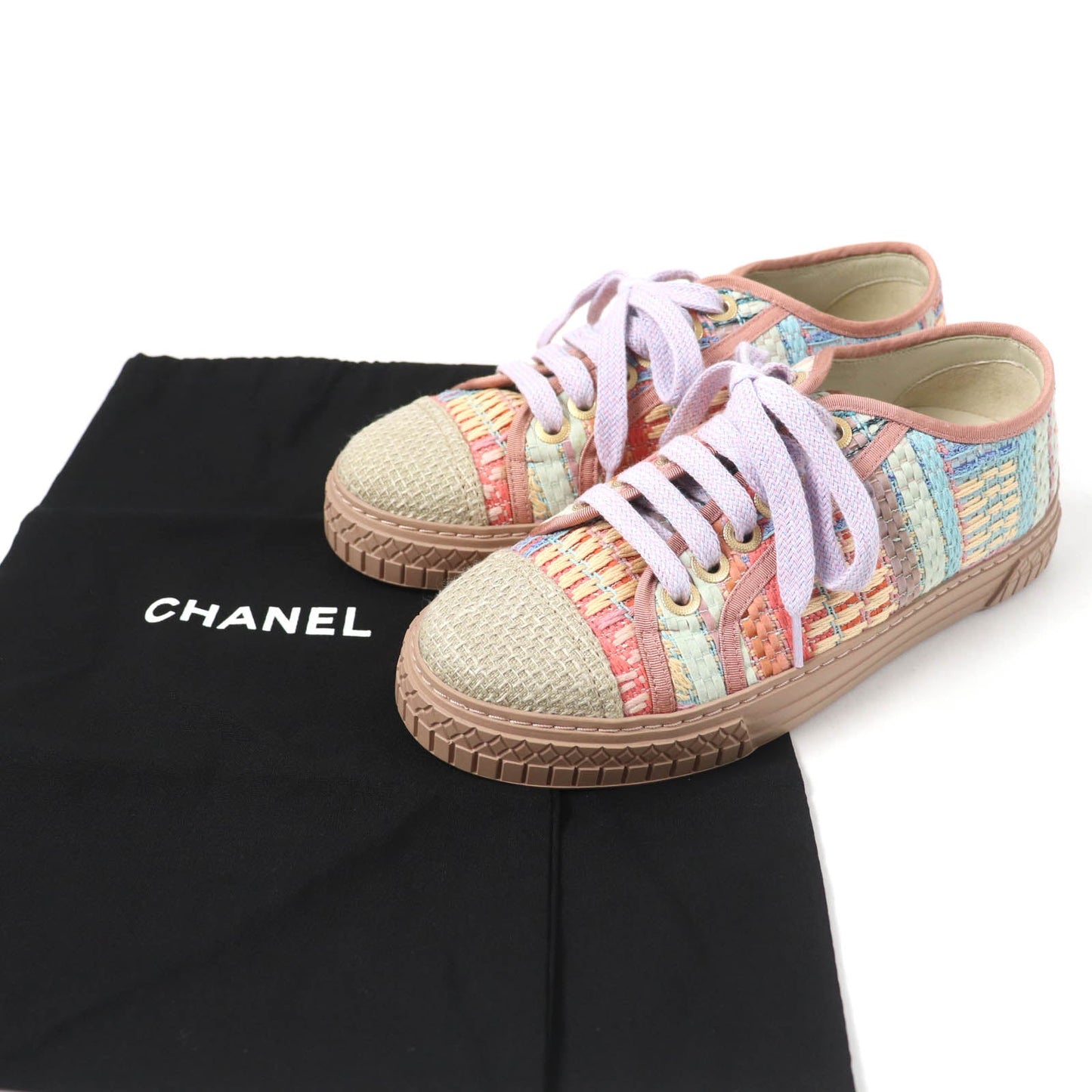 Chanel COCO Mark Tweed Leather Sneakers
