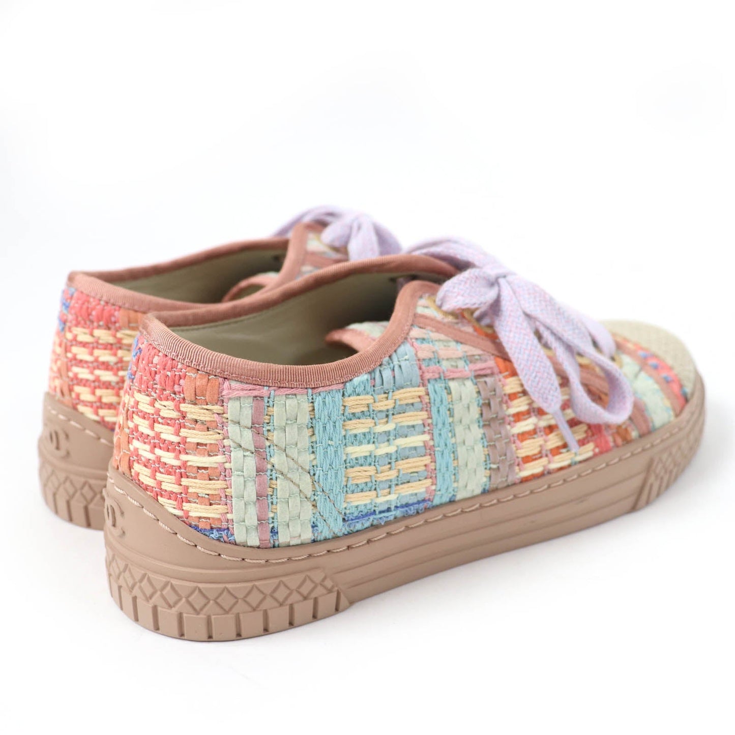 Chanel COCO Mark Tweed Leather Sneakers
