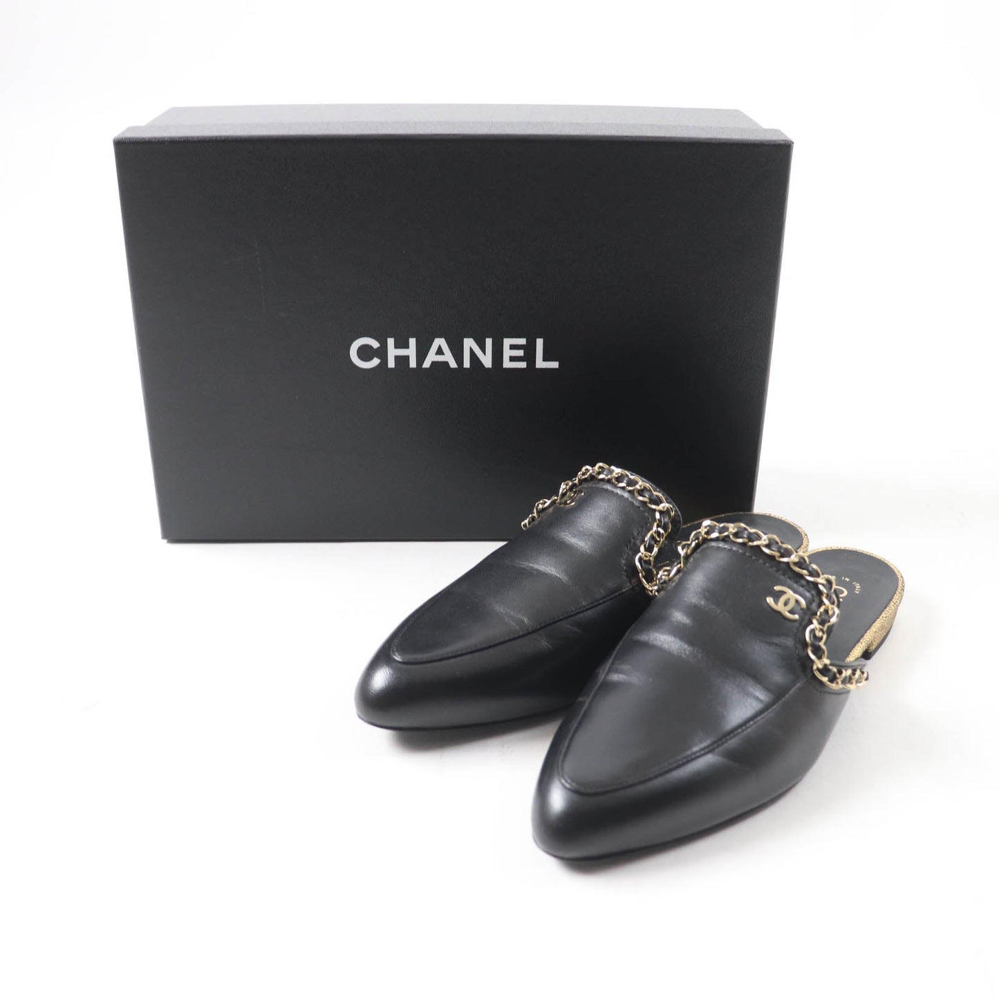 Chanel 19A G34926 COCO Mark Leather Mule