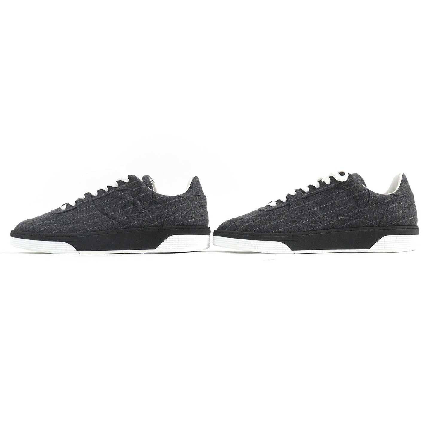 Chanel COCO Mark Stripe Pattern Wool Sneakers