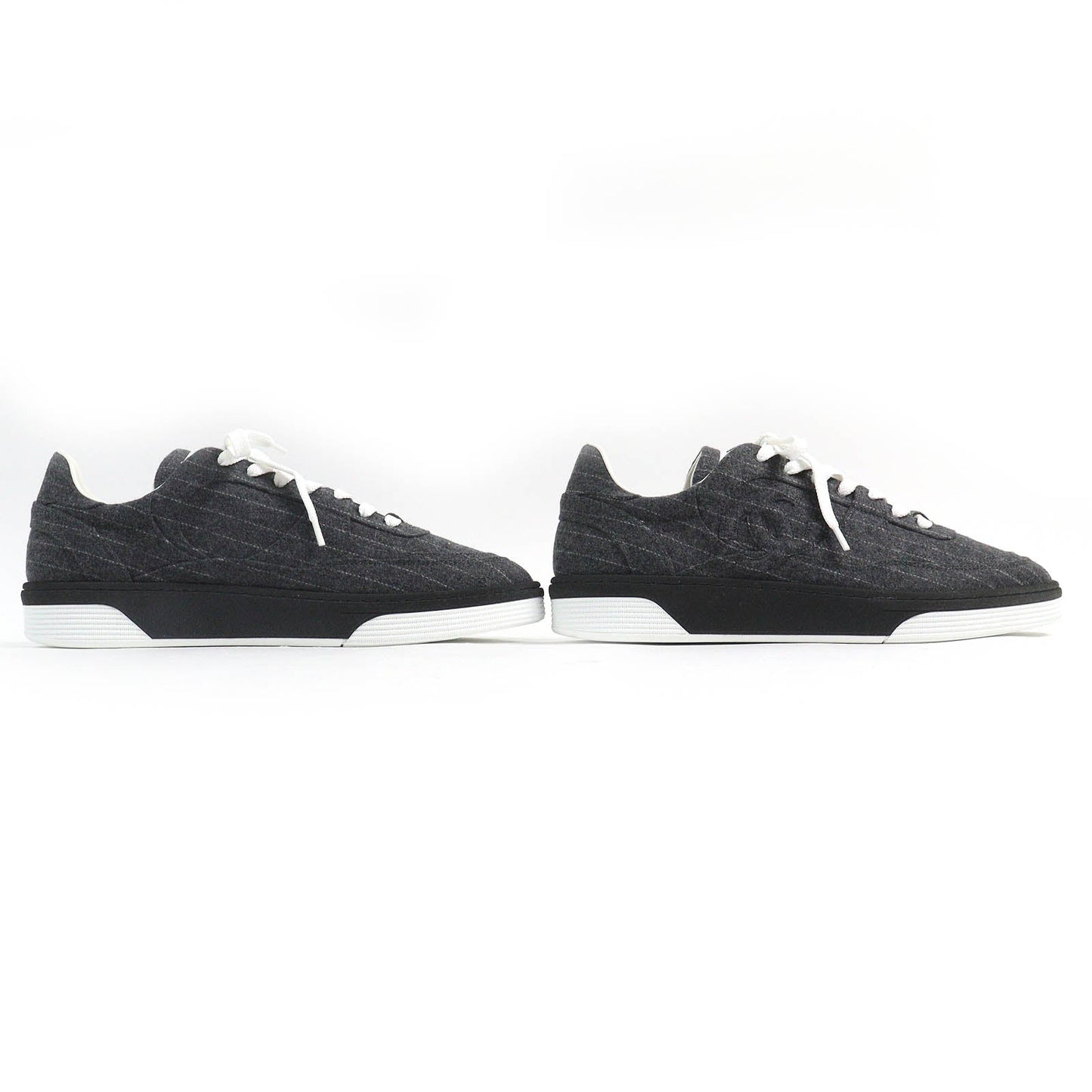 Chanel COCO Mark Stripe Pattern Wool Sneakers