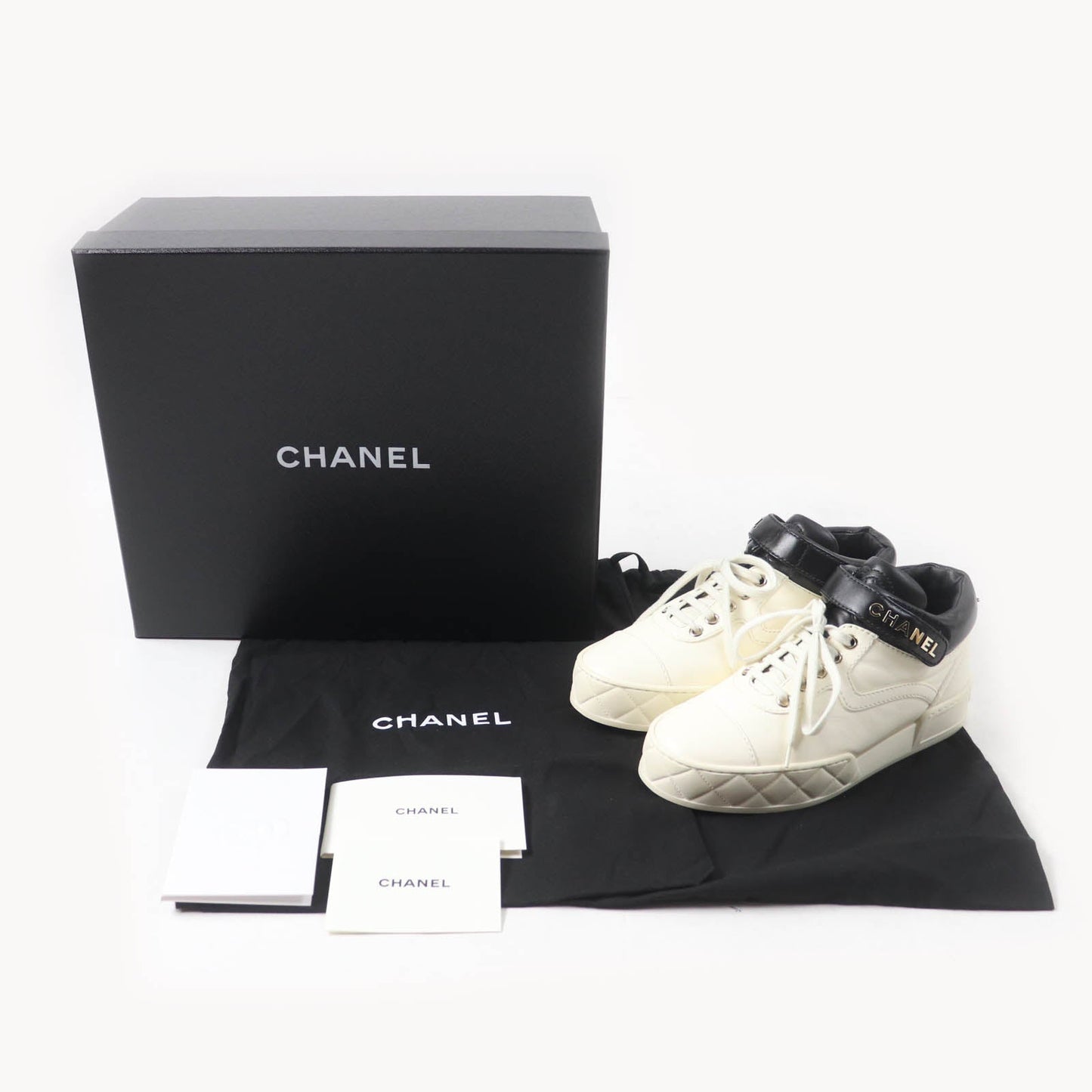 Chanel COCO Mark Metal logo Leather Sneakers