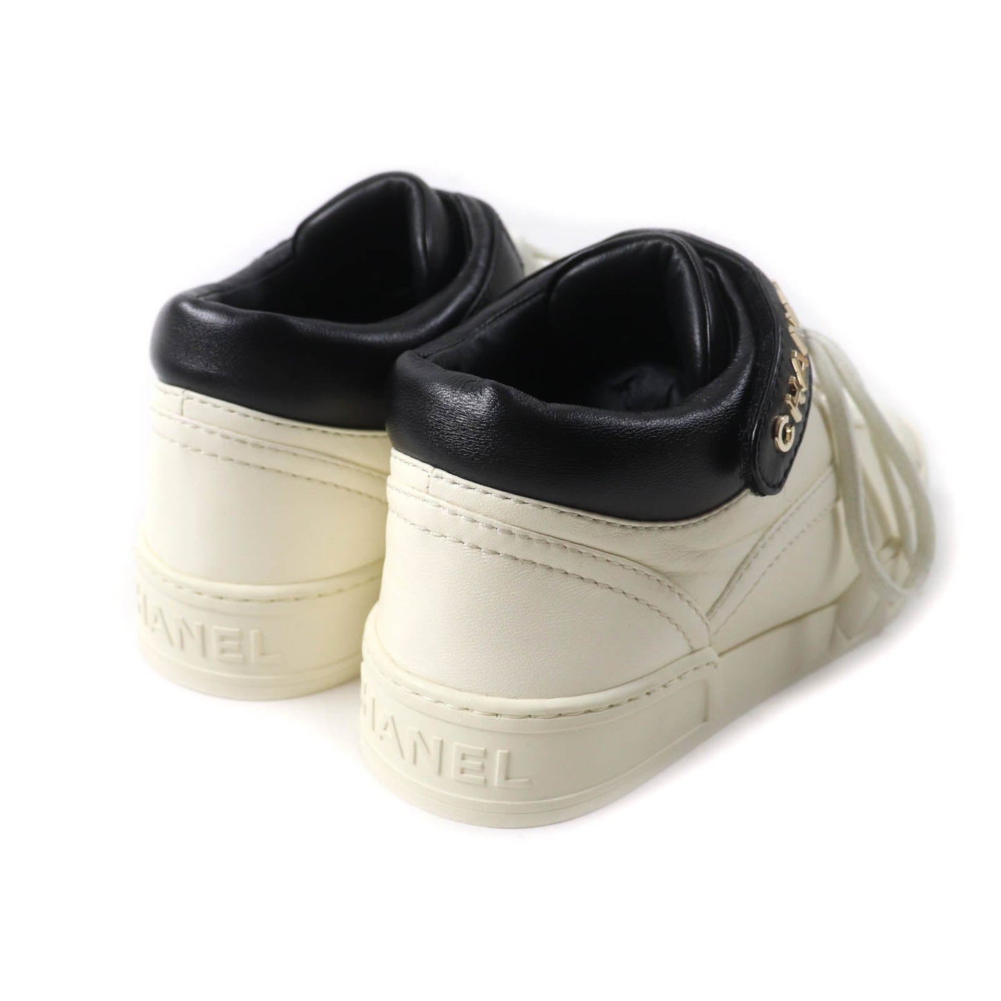 Chanel COCO Mark Metal logo Leather Sneakers