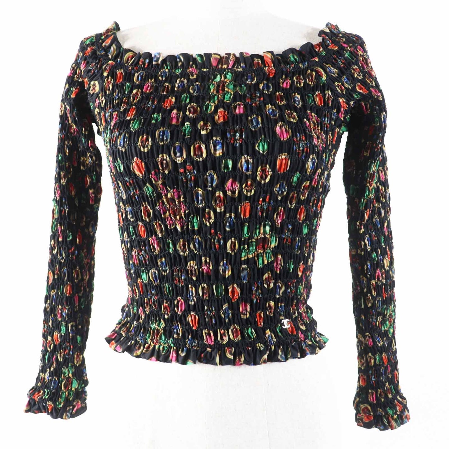 Chanel COCO Mark All-over Print Polyester Elastane Blouse