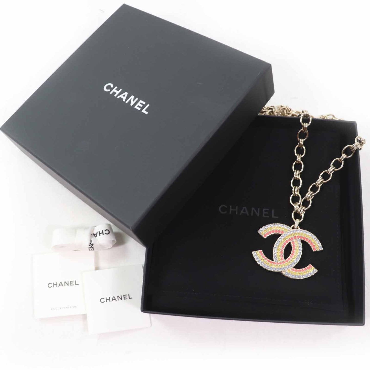 Chanel COCO Mark Rainbow Rhinestone Necklace