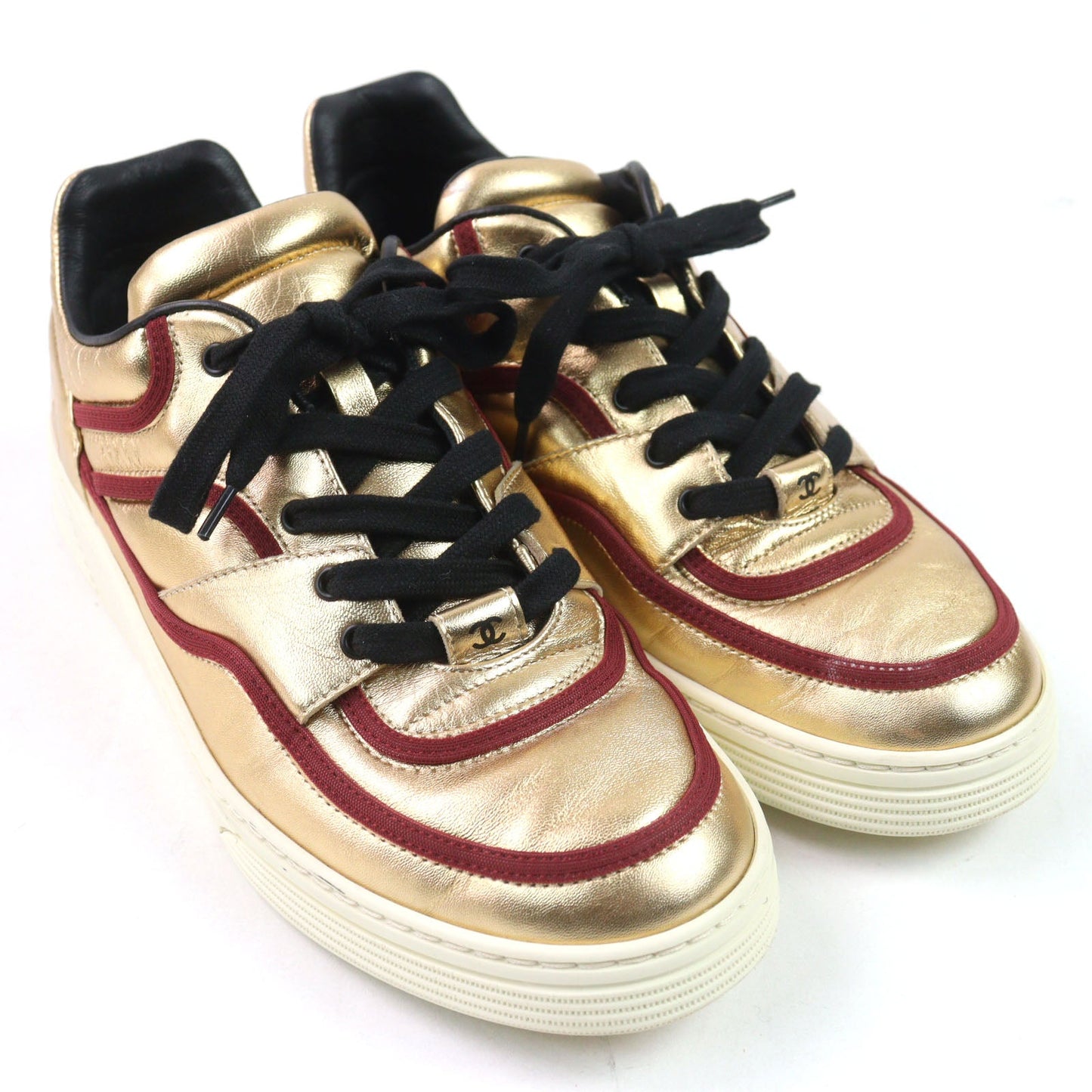 Chanel COCO Mark Logo Gold Series Patent Leather Sneakers