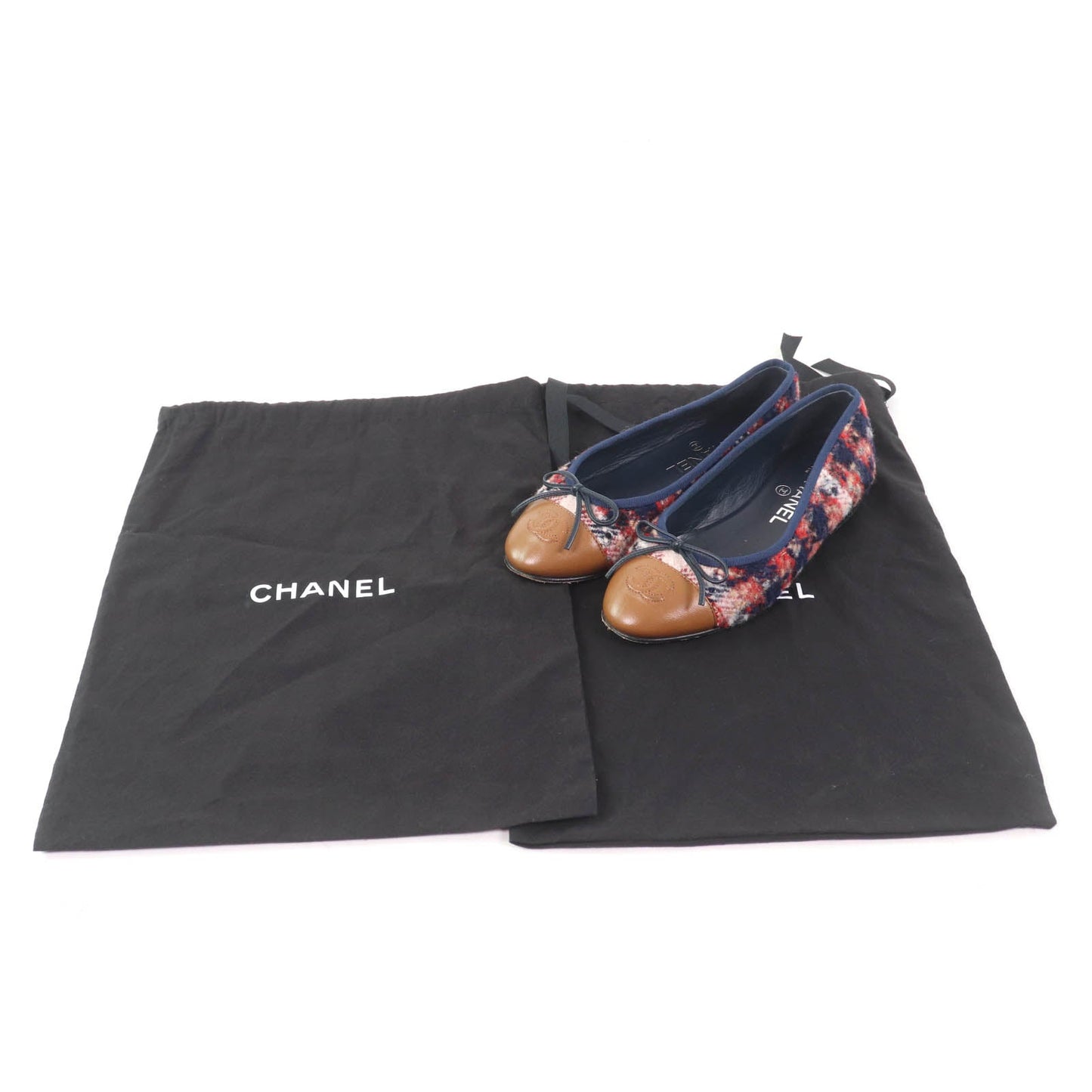 Chanel COCO Mark Ballerina Tweed Leather Flats