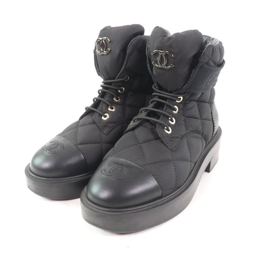 Chanel COCO Mark Metal Logo Leather Short Boots