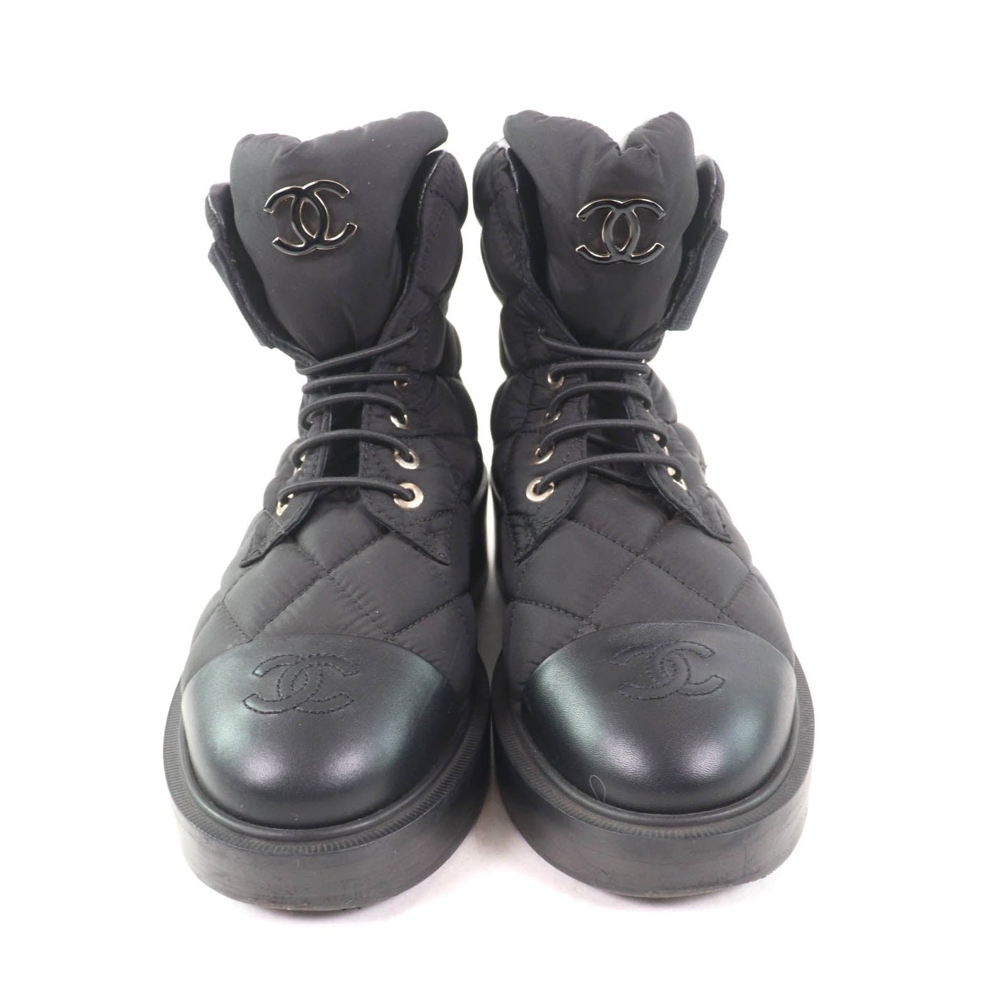 Chanel COCO Mark Metal Logo Leather Short Boots