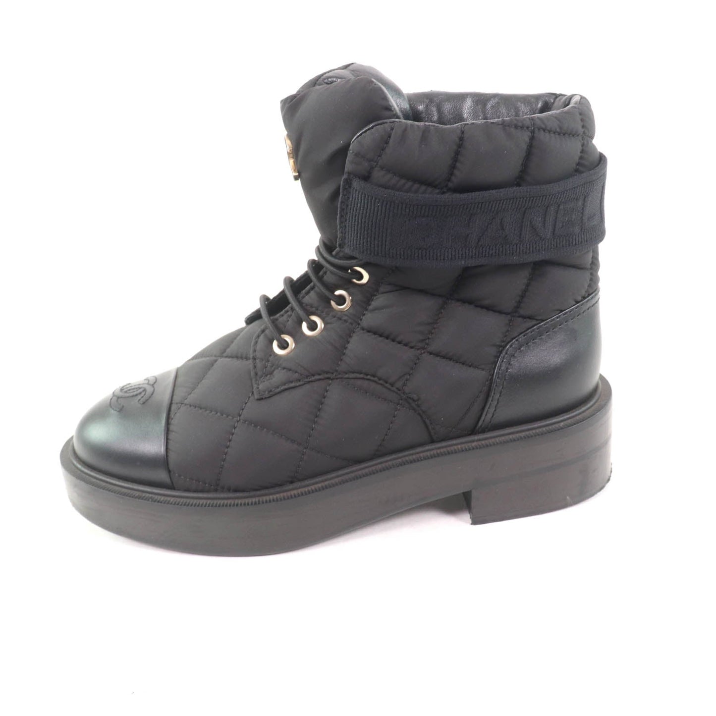 Chanel COCO Mark Metal Logo Leather Short Boots