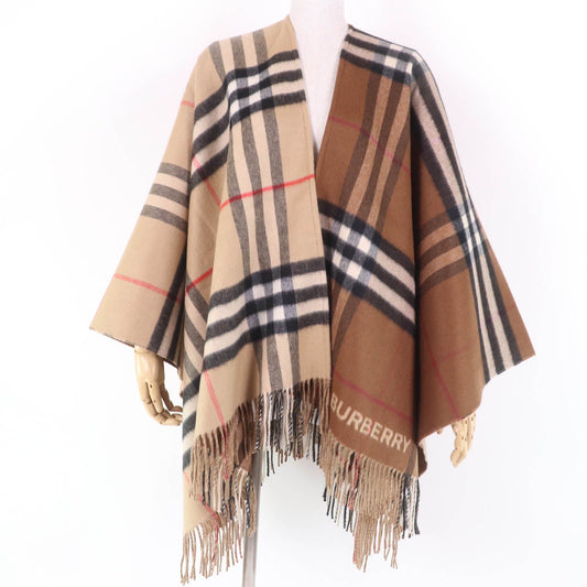 Burberry Contrast Check with Logo Wool Poncho