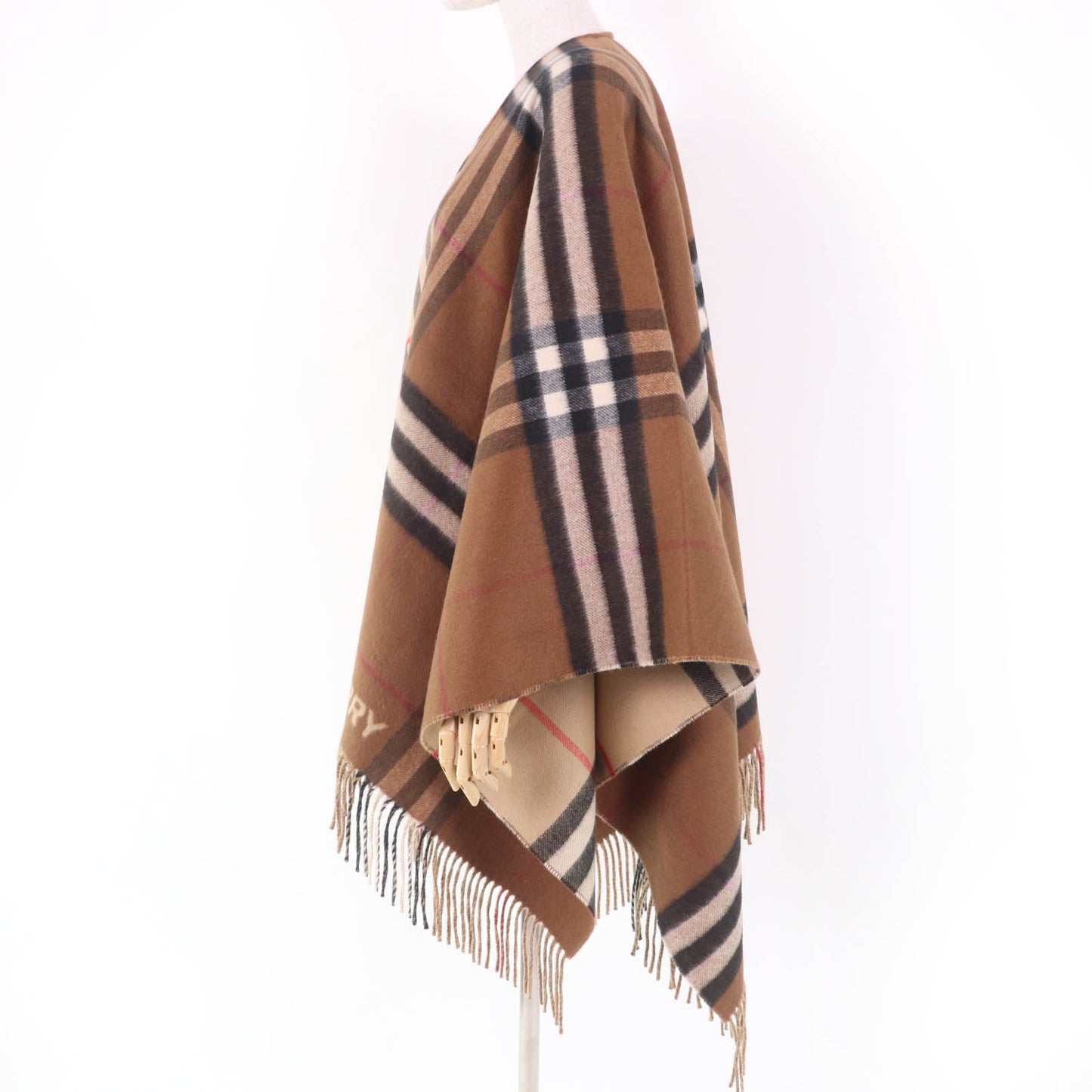 Burberry Contrast Check with Logo Wool Poncho