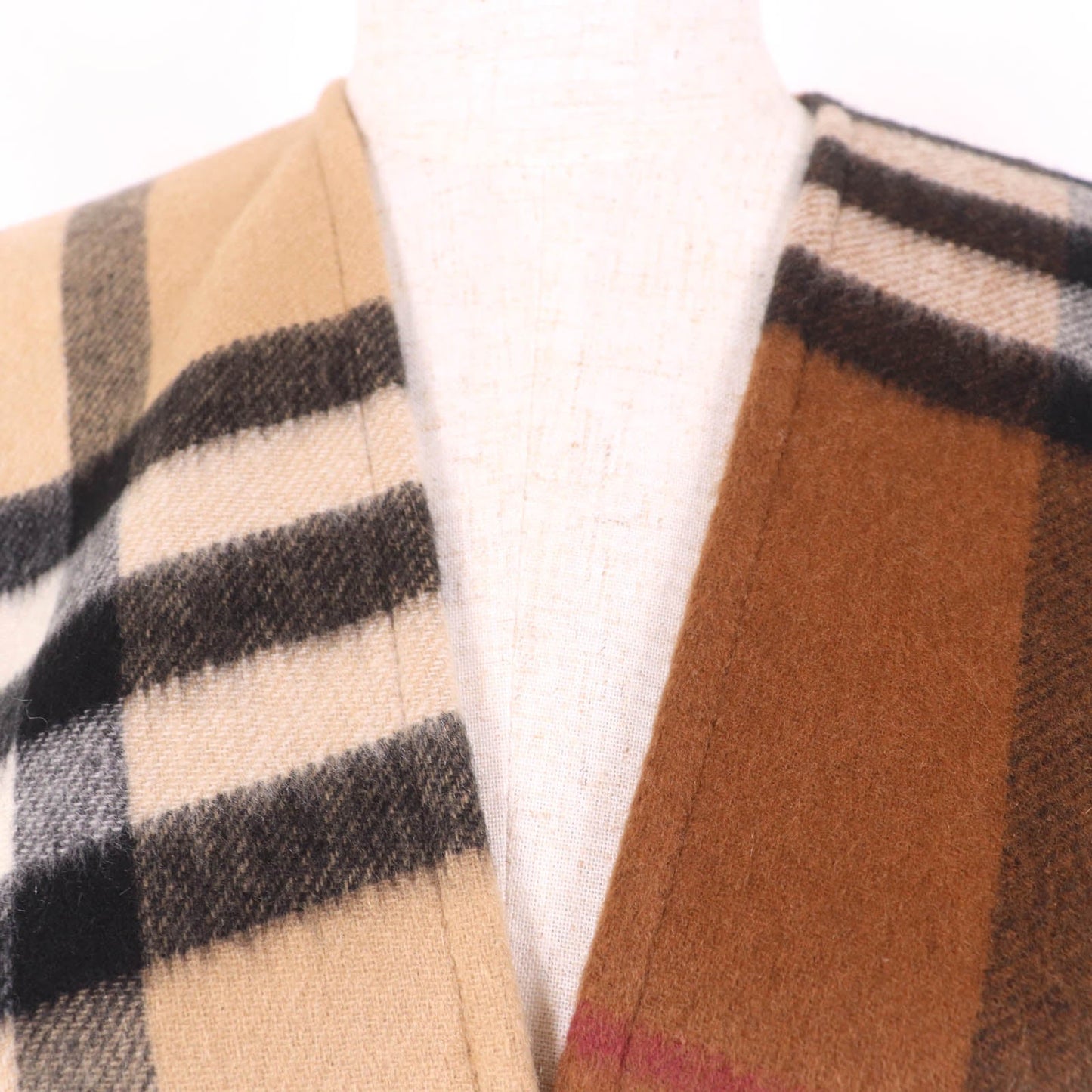 Burberry Contrast Check with Logo Wool Poncho