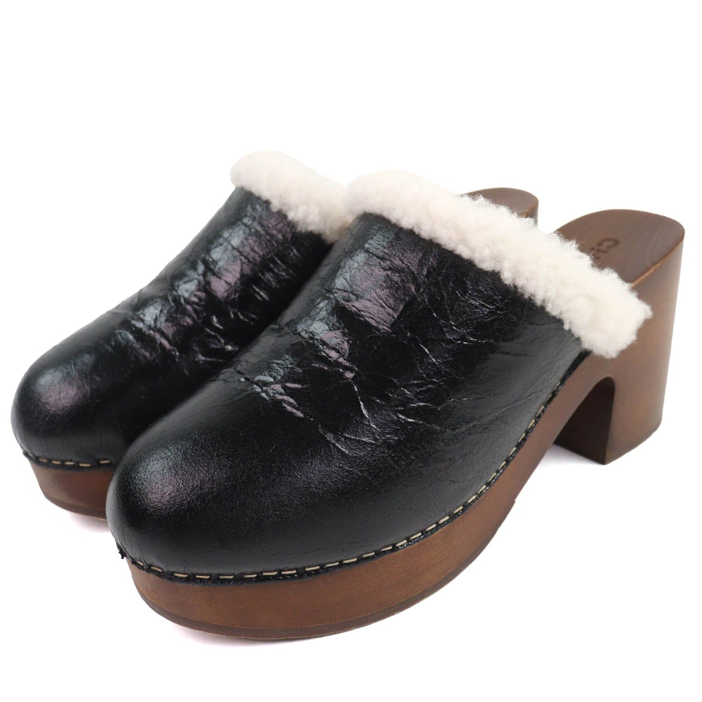 Chanel COCO Mark Sheepskin Clogs