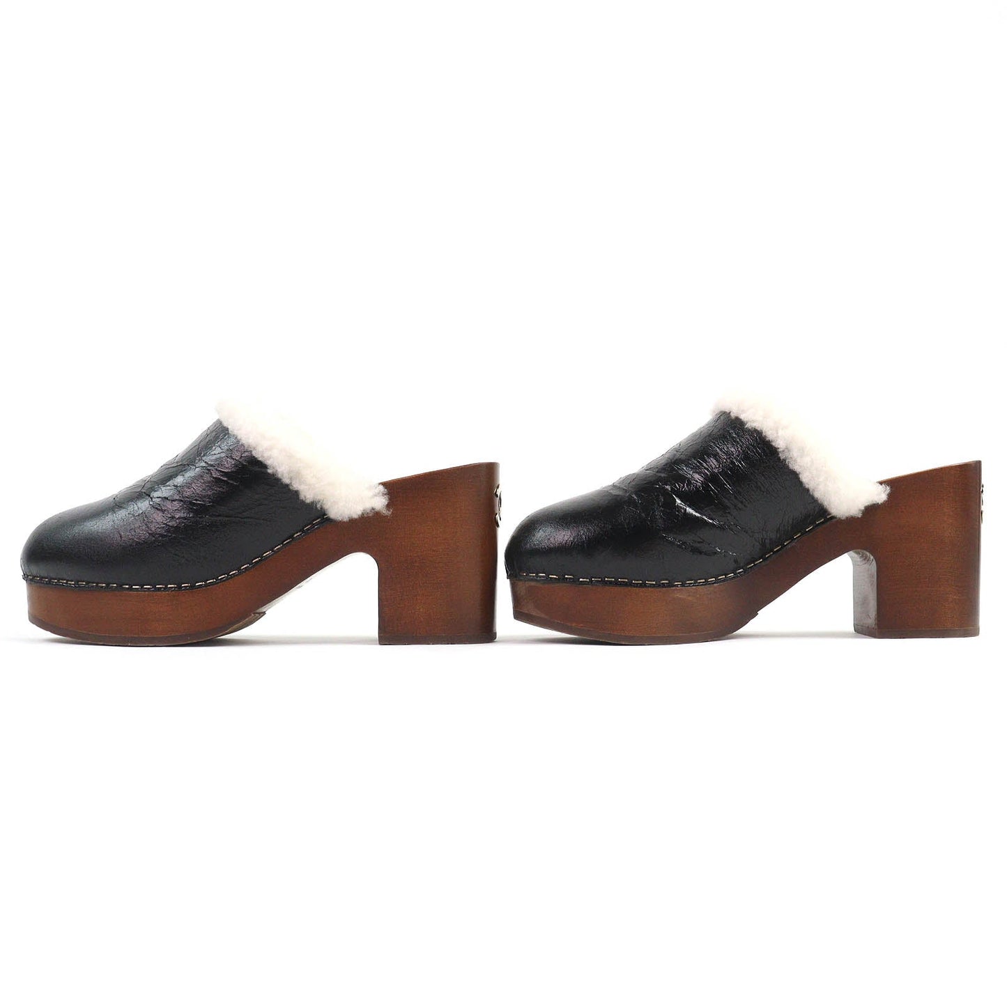 Chanel COCO Mark Sheepskin Clogs