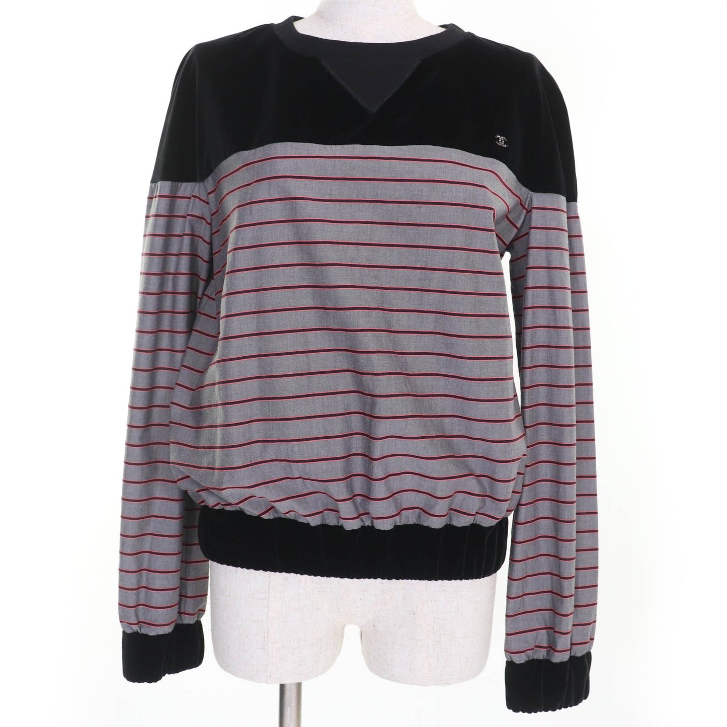 Chanel COCO Mark Border Pattern Velvet Switch Top