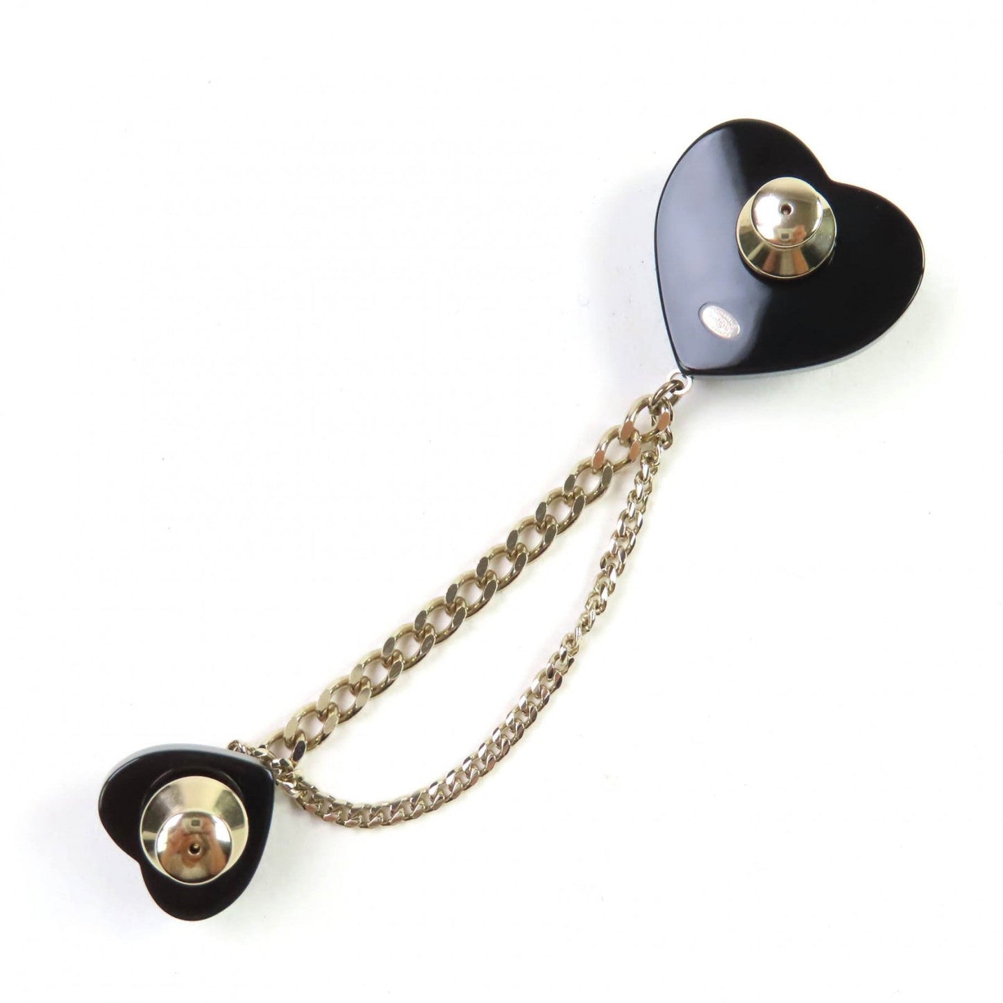 Chanel COCO Mark Double Heart Chain Brooch