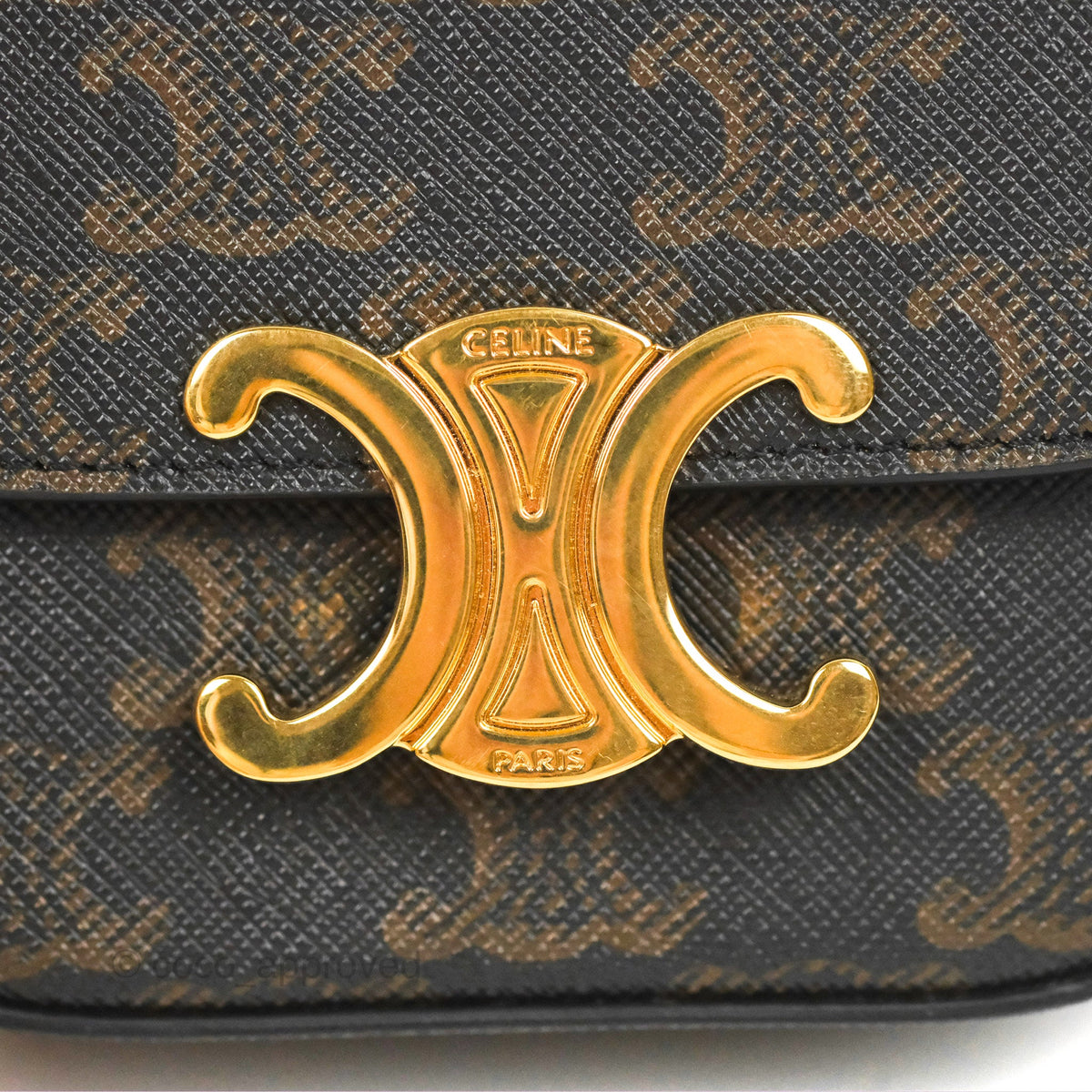 Celine Tan Canvas Calfskin Mini Triomphe