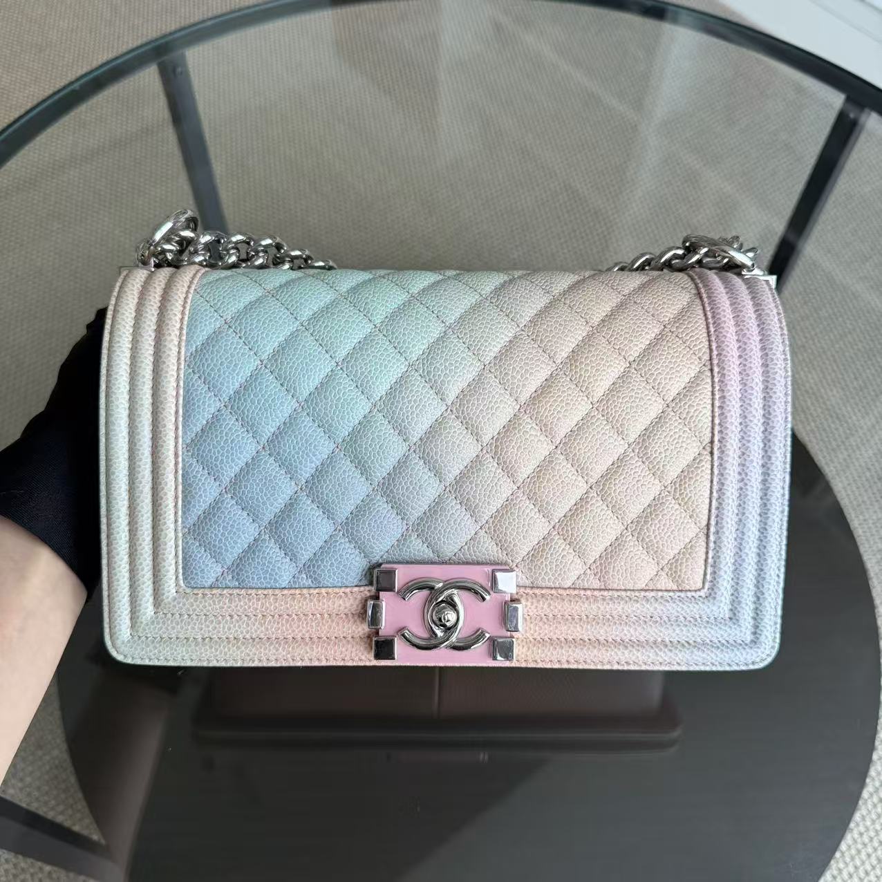 *Rare, Un* Chanel Boy Medium - 25CM Raibow Caviar Quilted Mixed Hardware Series 25