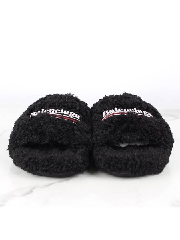 Luxury Balenciaga  Wave logo furry slide 40 255 260
