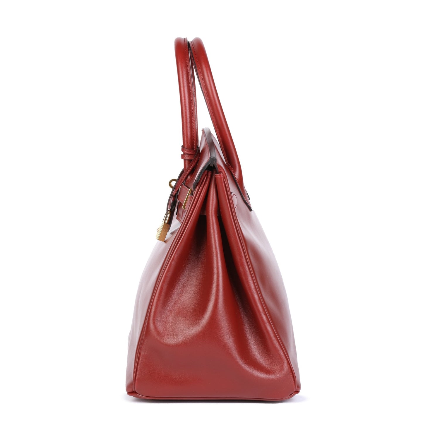 Hermes Rouge Vif Box Calf Leather Vintage Birkin 35cm Retourne Tote