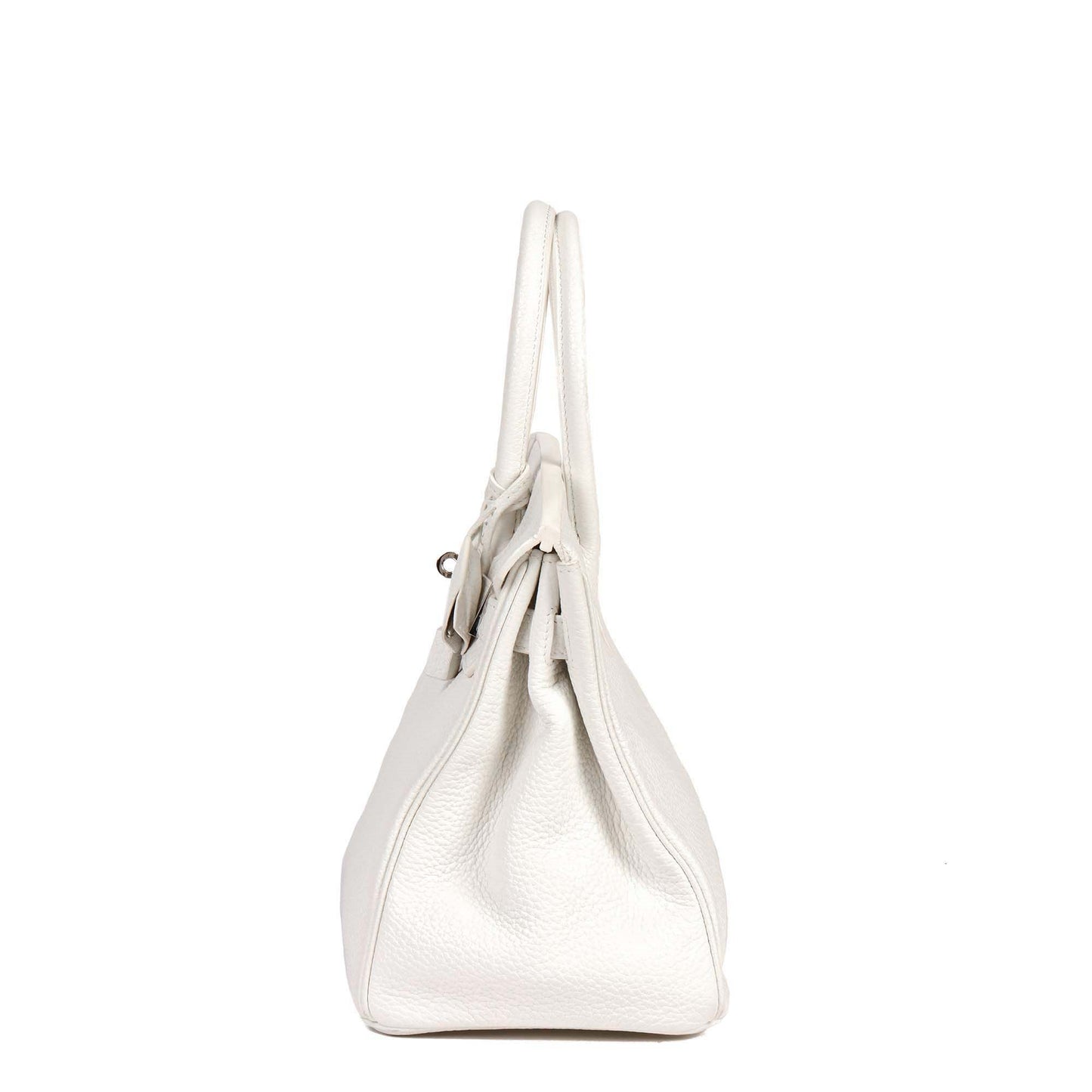 Hermes White Clemence Leather Birkin 30cm Retourne Tote