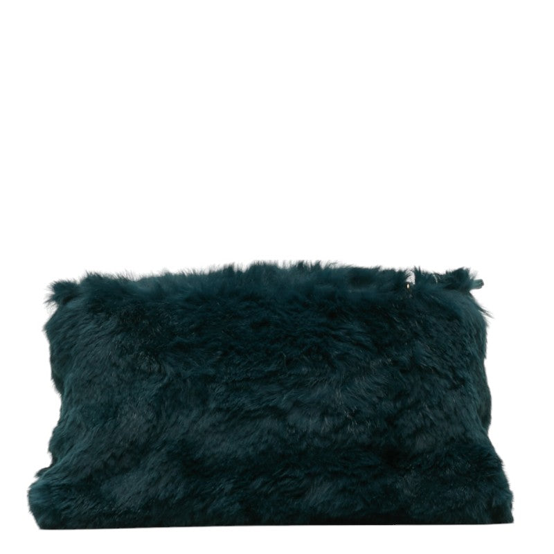 CHANEL Chain Shoulder Bag in Rabbit Fur Green