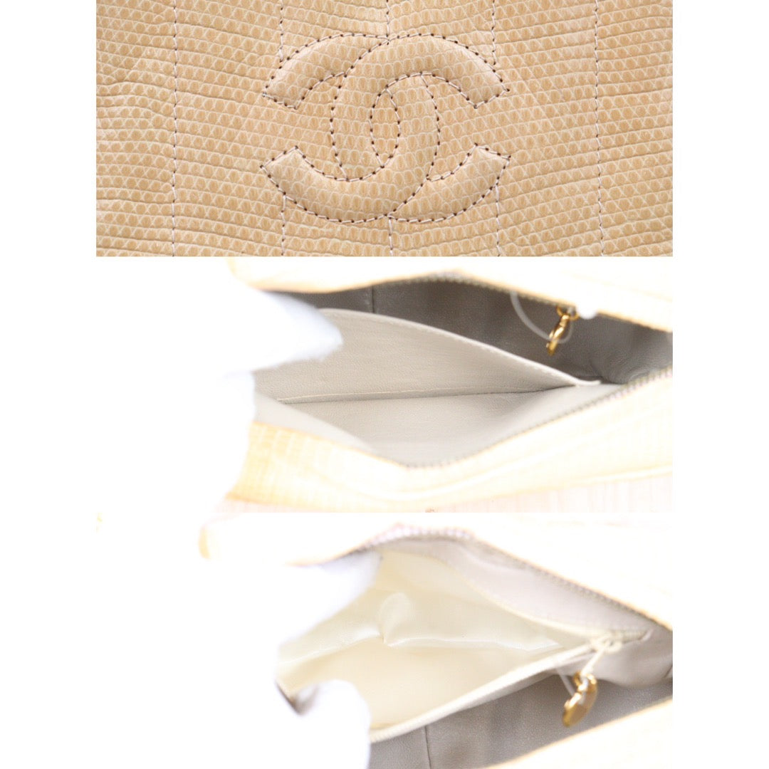 Good ( Rank AB)｜ CHANEL Lizard Skin  Hollow Chain Bag  Made In 1991-1994 Year ｜P24061133