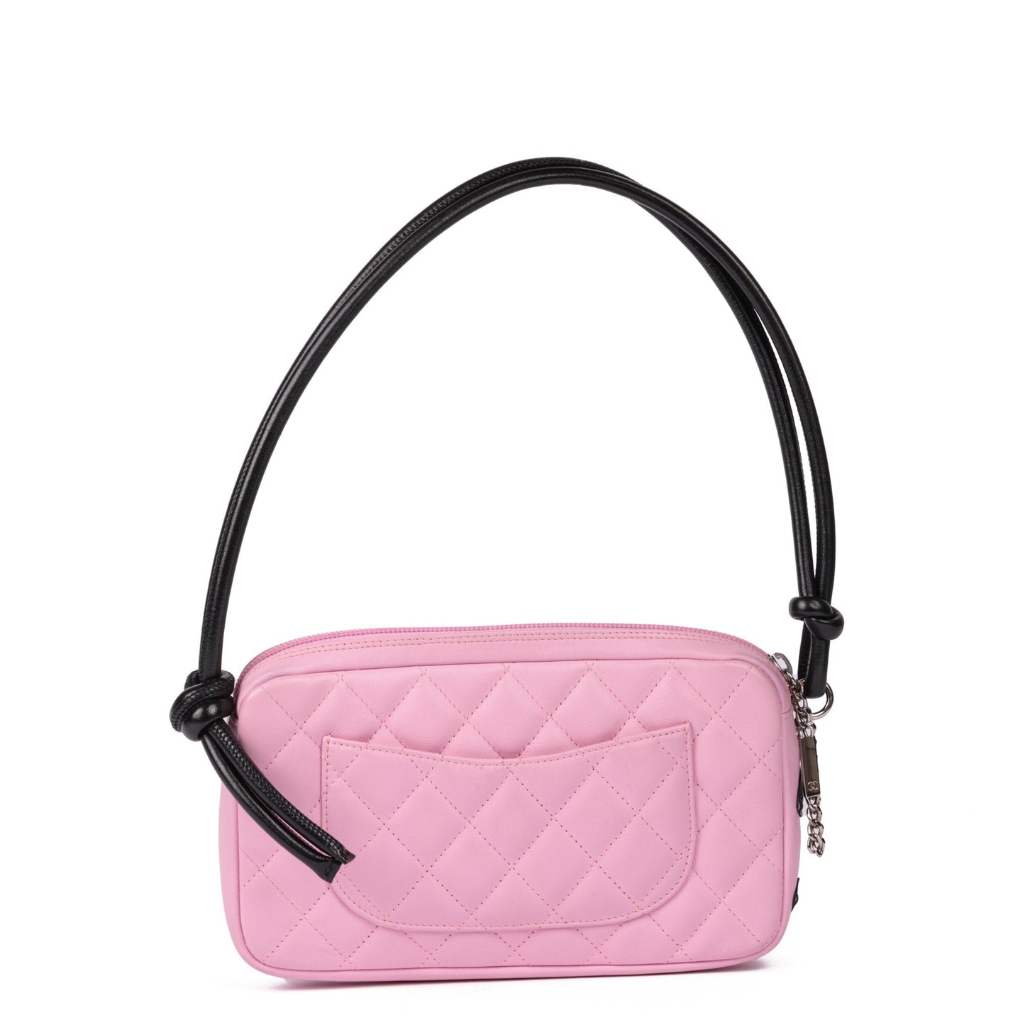 Chanel Pink & Black Quilted Lambskin Cambon Shoulder Pochette Shoulder Bag