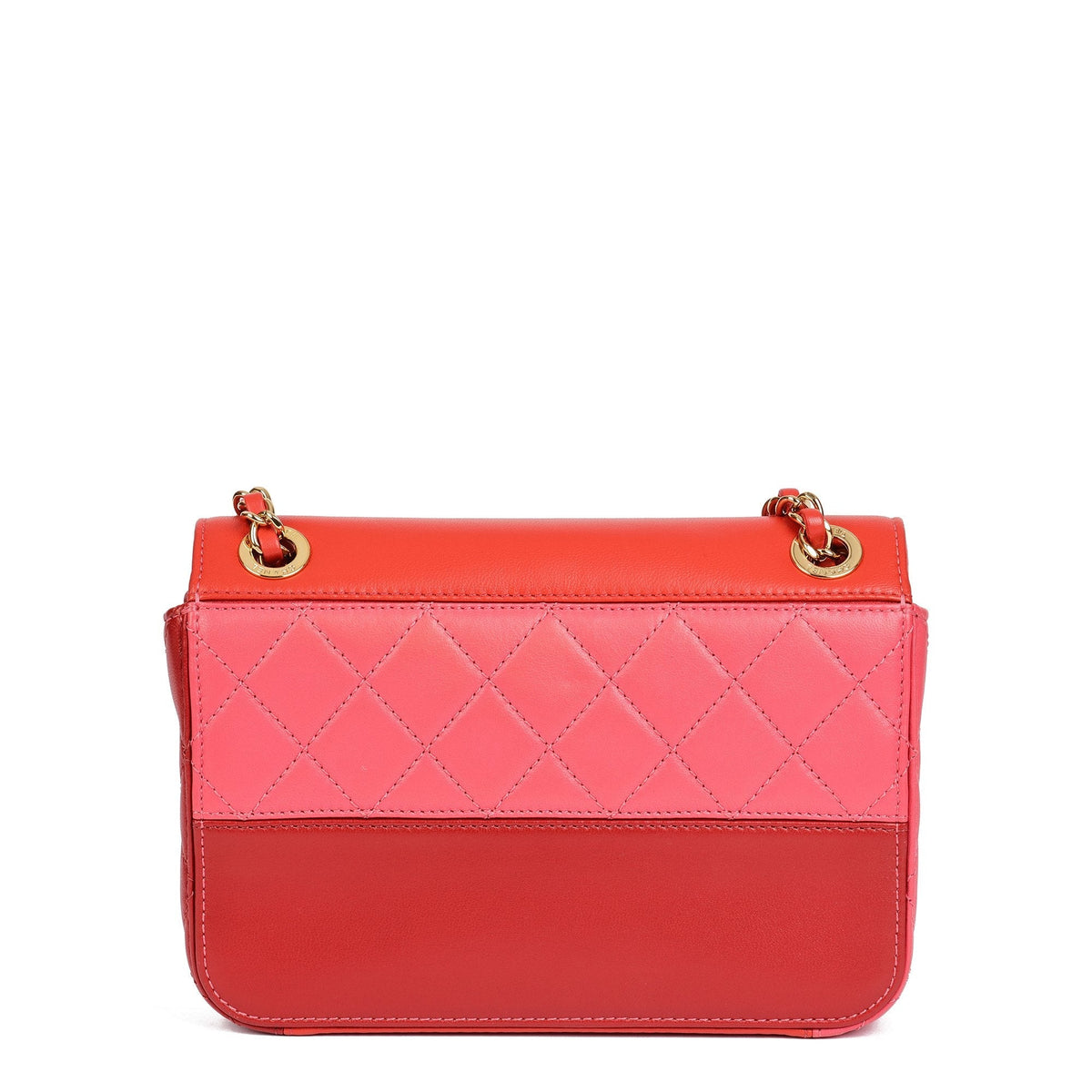 Chanel Red, Orange & Pink Quilted Lambskin Mini Classic Single Flap Bag