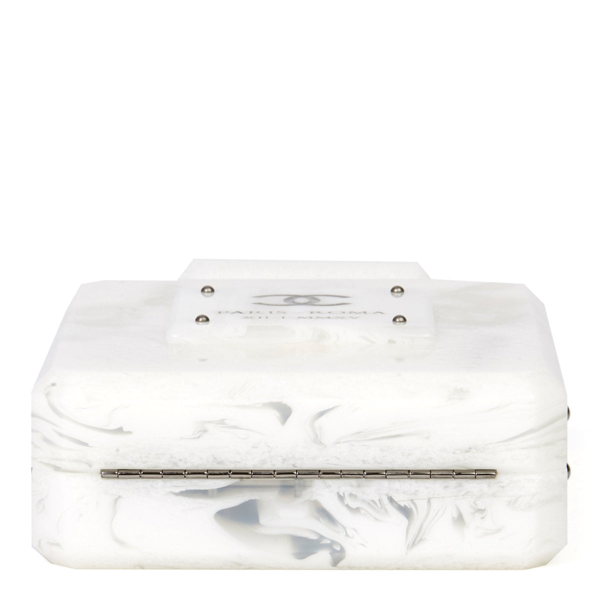 Chanel White Marble Plexiglass Paris-Rome Perfume Bottle Bag