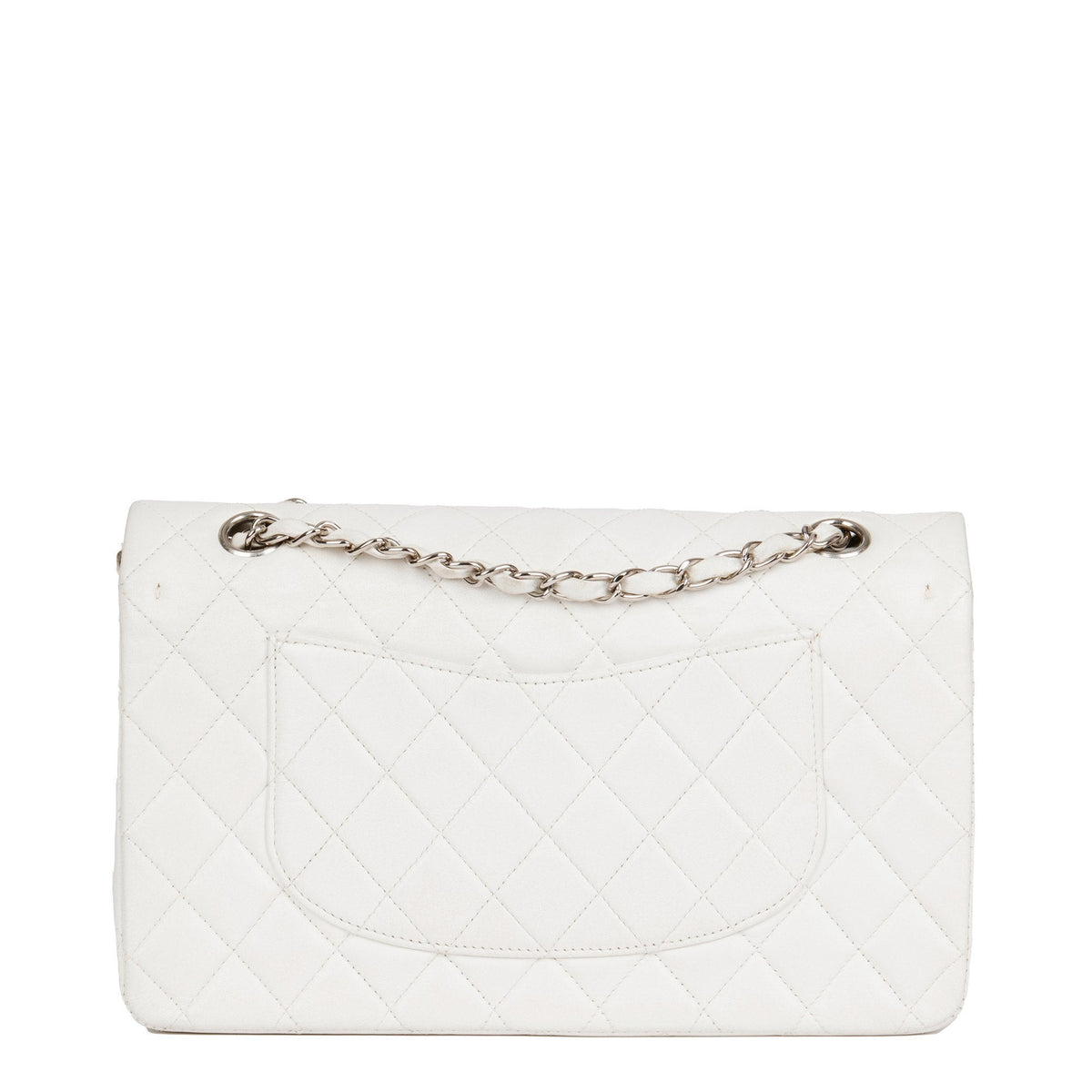 Chanel White Quilted Lambskin Vintage Medium Classic Double Flap Bag