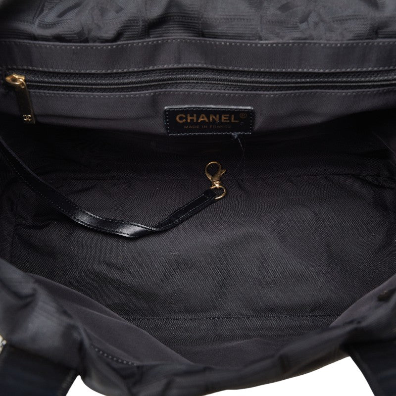 Chanel New Label Line  PM houlder Bag Black Nylon Leather Canvas  Chanel