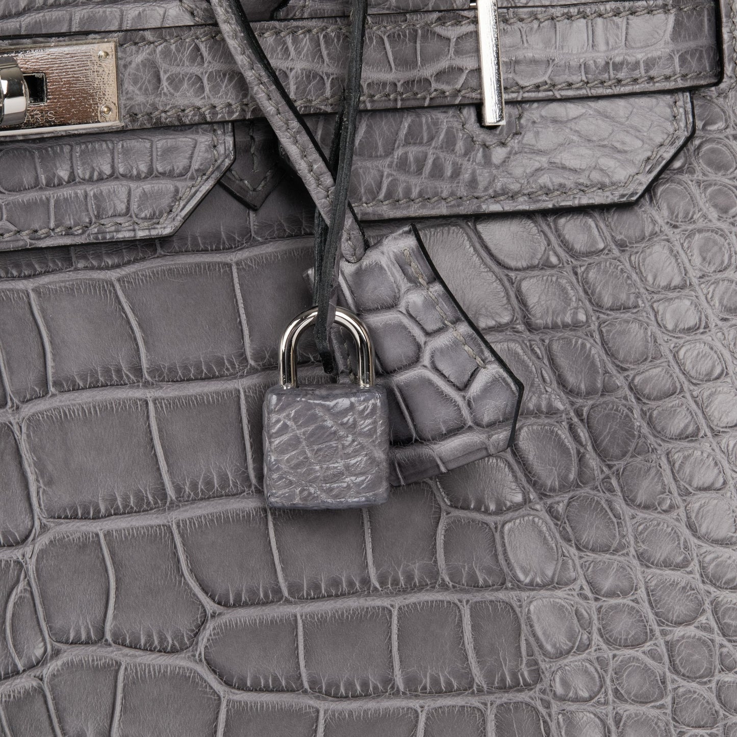 Hermes Gris Paris Matte Alligator Leather Birkin 35cm Retourne Tote