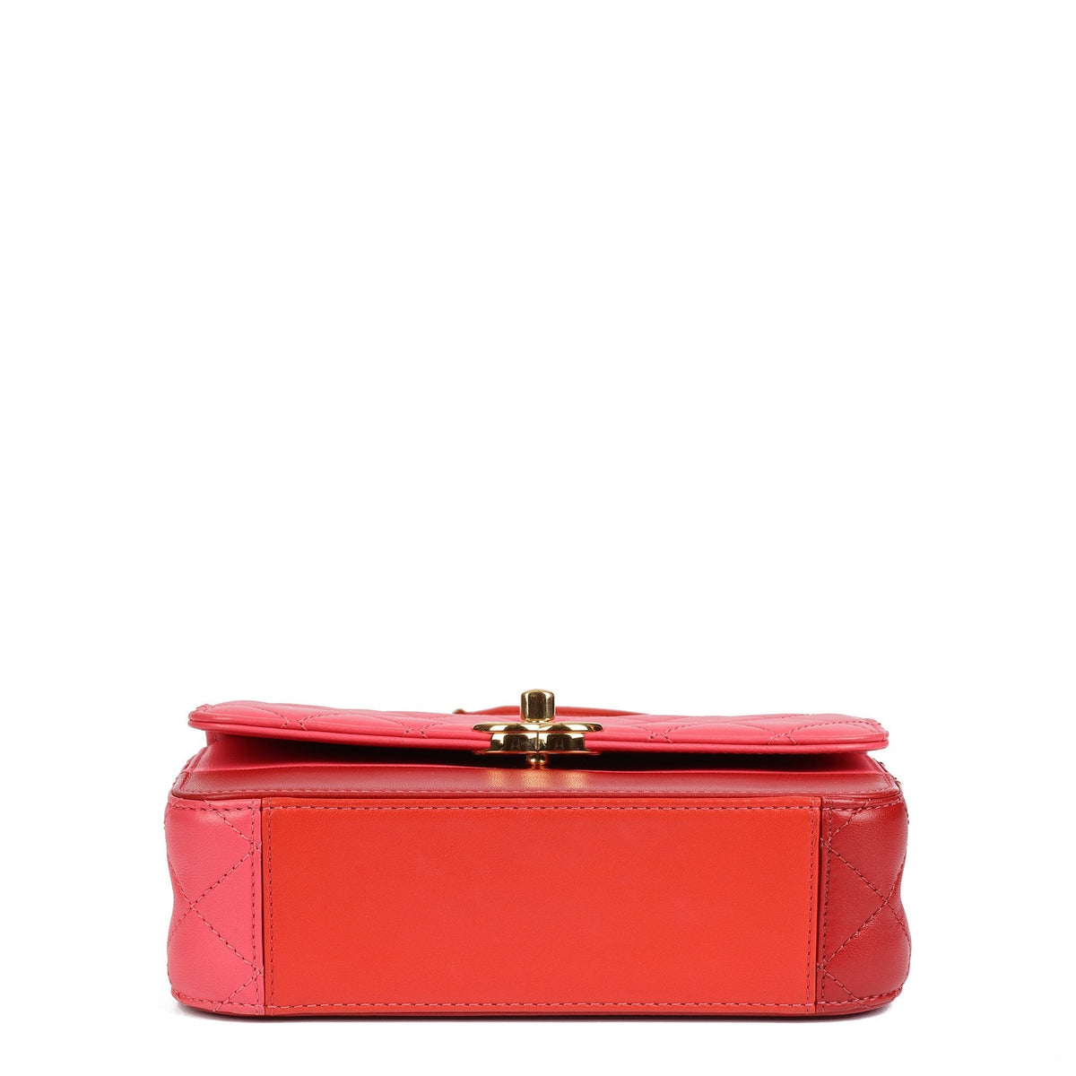 Chanel Red, Orange & Pink Quilted Lambskin Mini Classic Single Flap Bag