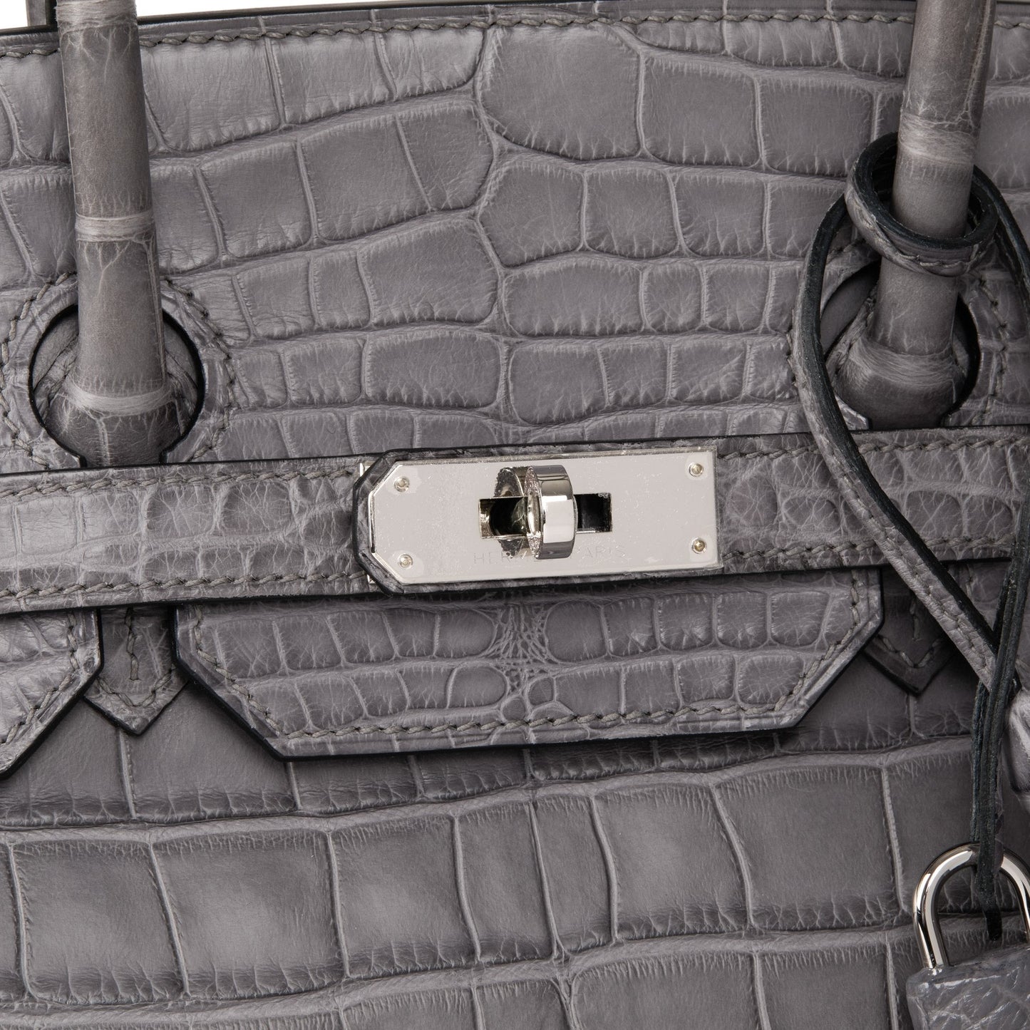 Hermes Gris Paris Matte Alligator Leather Birkin 35cm Retourne Tote