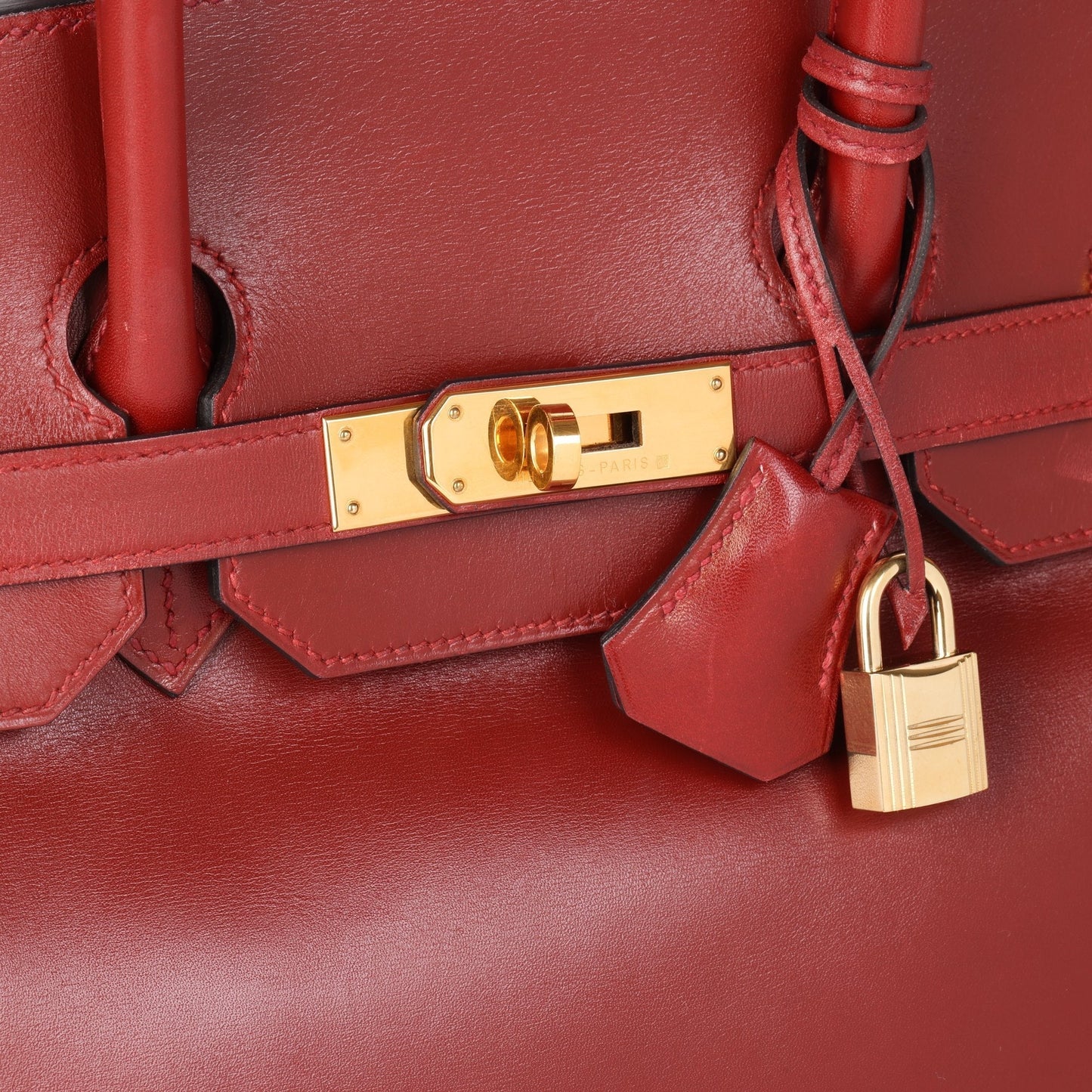 Hermes Rouge Vif Box Calf Leather Vintage Birkin 35cm Retourne Tote