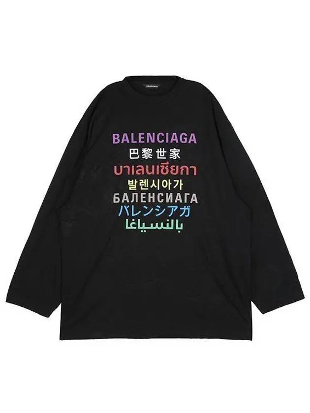 Luxury Balenciaga  Color Language Long-Sleeved T-Shirt Black
