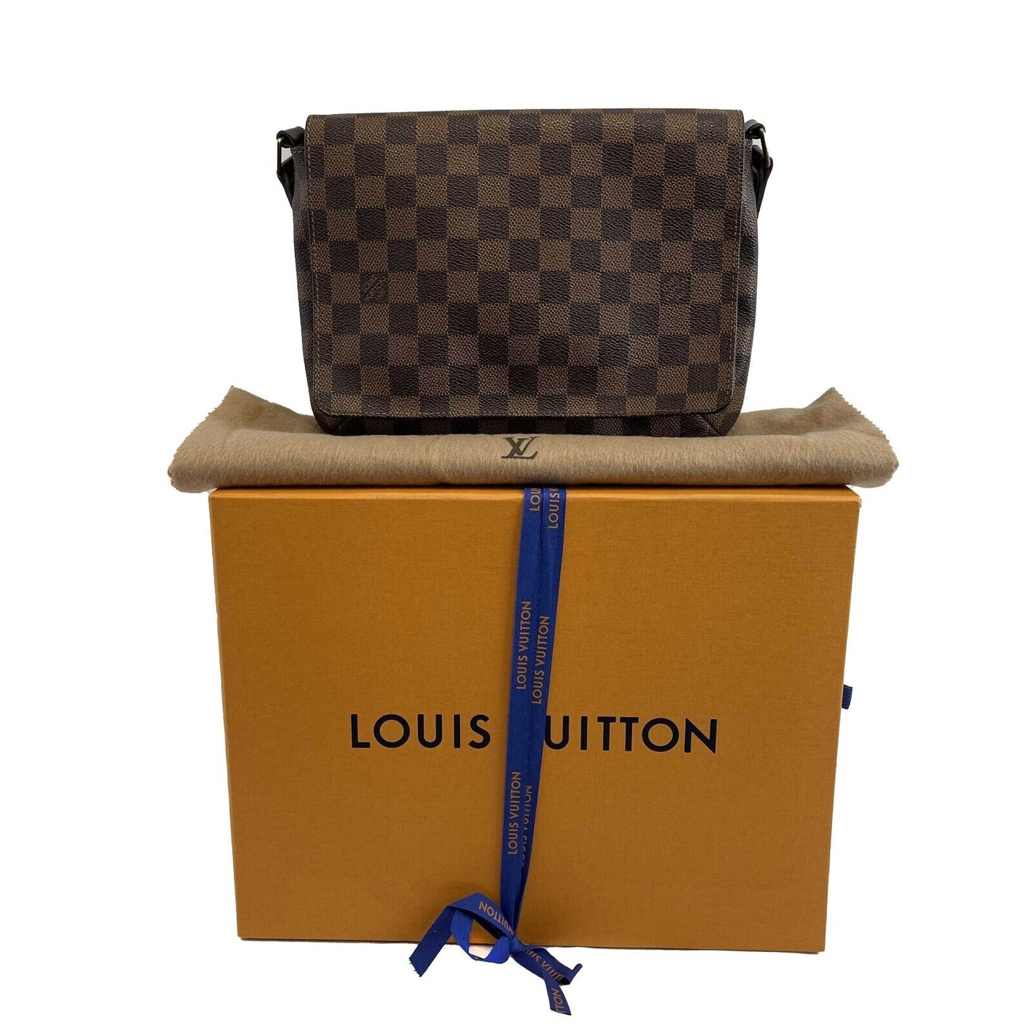 LOUIS VUITTON Musette Tango Damier Ebene Canvas Shoulder Bag