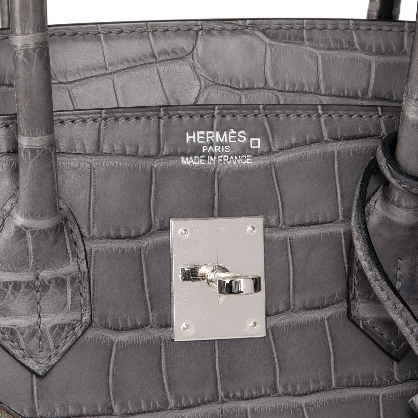 Hermes Gris Paris Matte Alligator Leather Birkin 35cm Retourne Tote