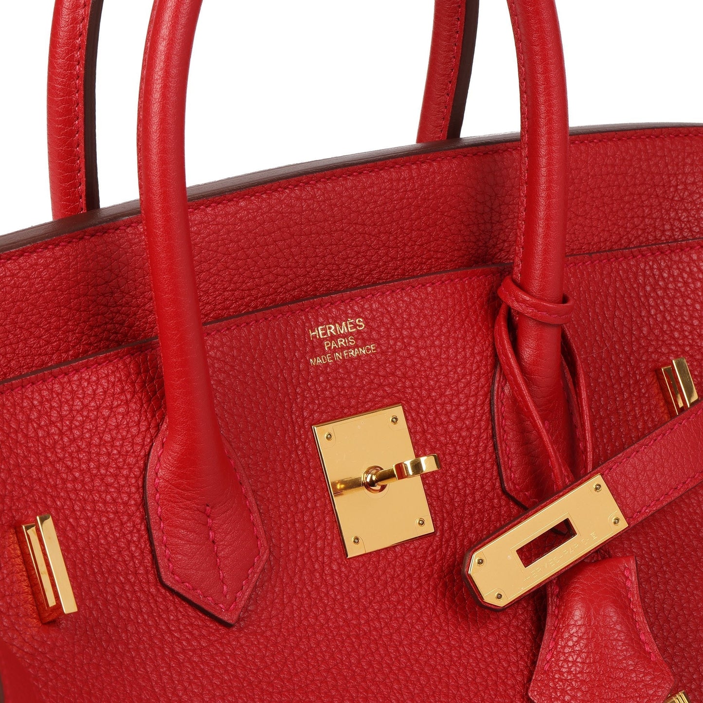 Hermes Vermillion Clemence Leather Birkin 35cm Retourne Tote