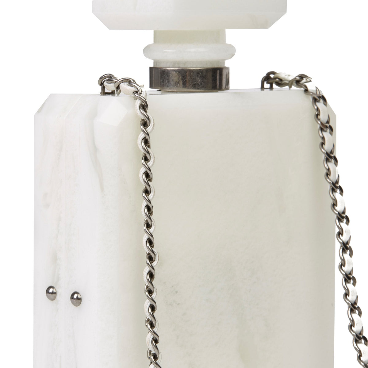 Chanel White Marble Plexiglass Paris-Rome Perfume Bottle Bag