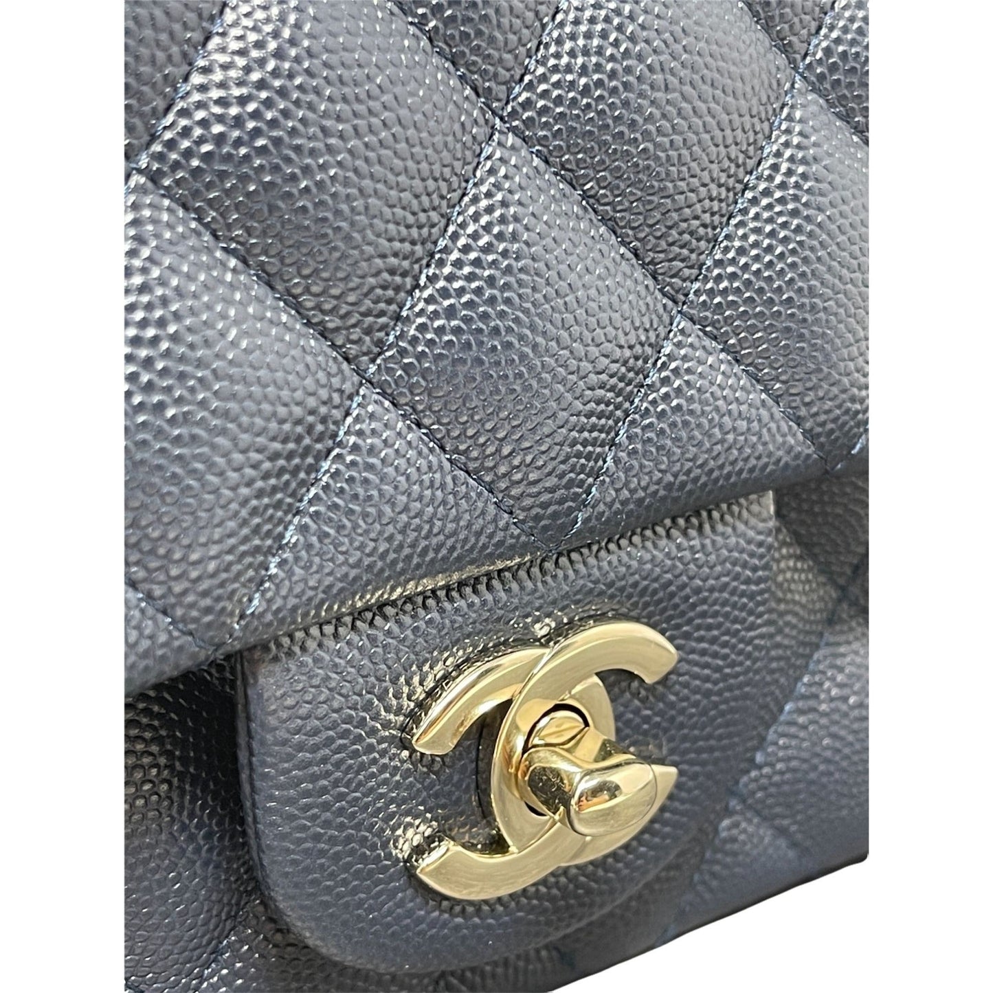 CHANEL Chanel Caviar Quilted Mini Rectangular Flap - Dark Blue