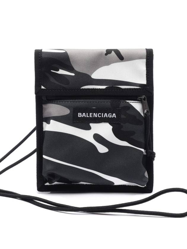 Luxury Balenciaga  Logo Patch Camouflage Print Cross Bag Grey