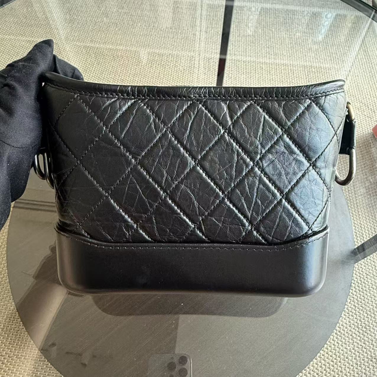 Chanel Gabrielle Small - Quilted Calfskin Black Two-tone Gold Hardware Series 27