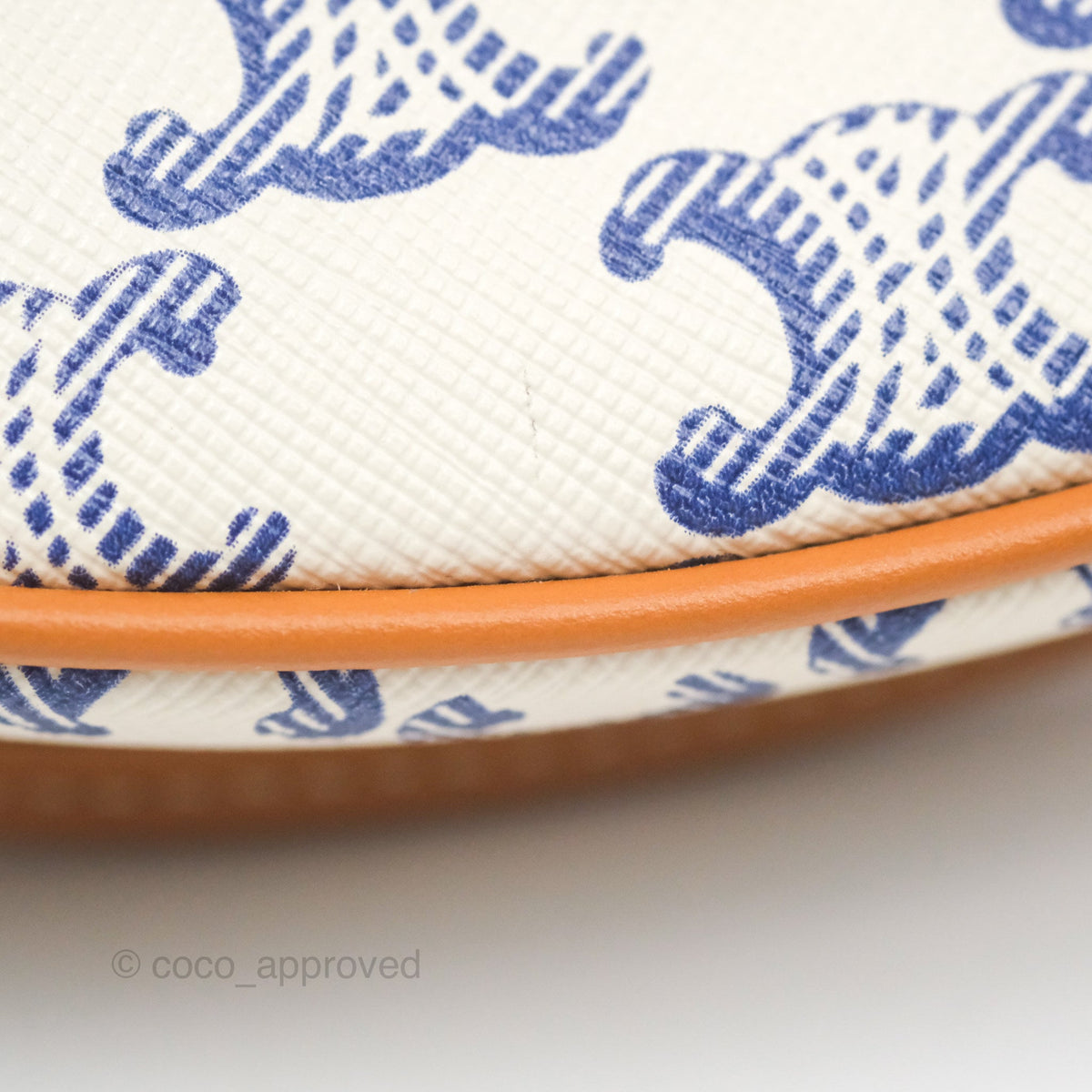Celine Mini Besace Triomphe Embroidery Calfskin White/ Blue