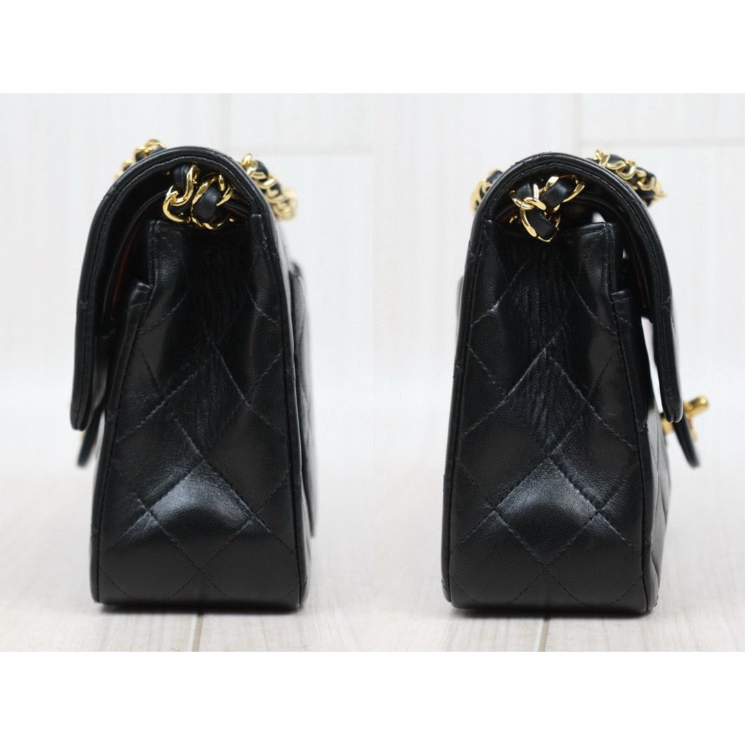 Very Good ( Rank A)｜ CHANEL Lamb Skin Matrasse Double Flap 23 Shoulder Bag Black Made In 1989-1991 Year｜25051321